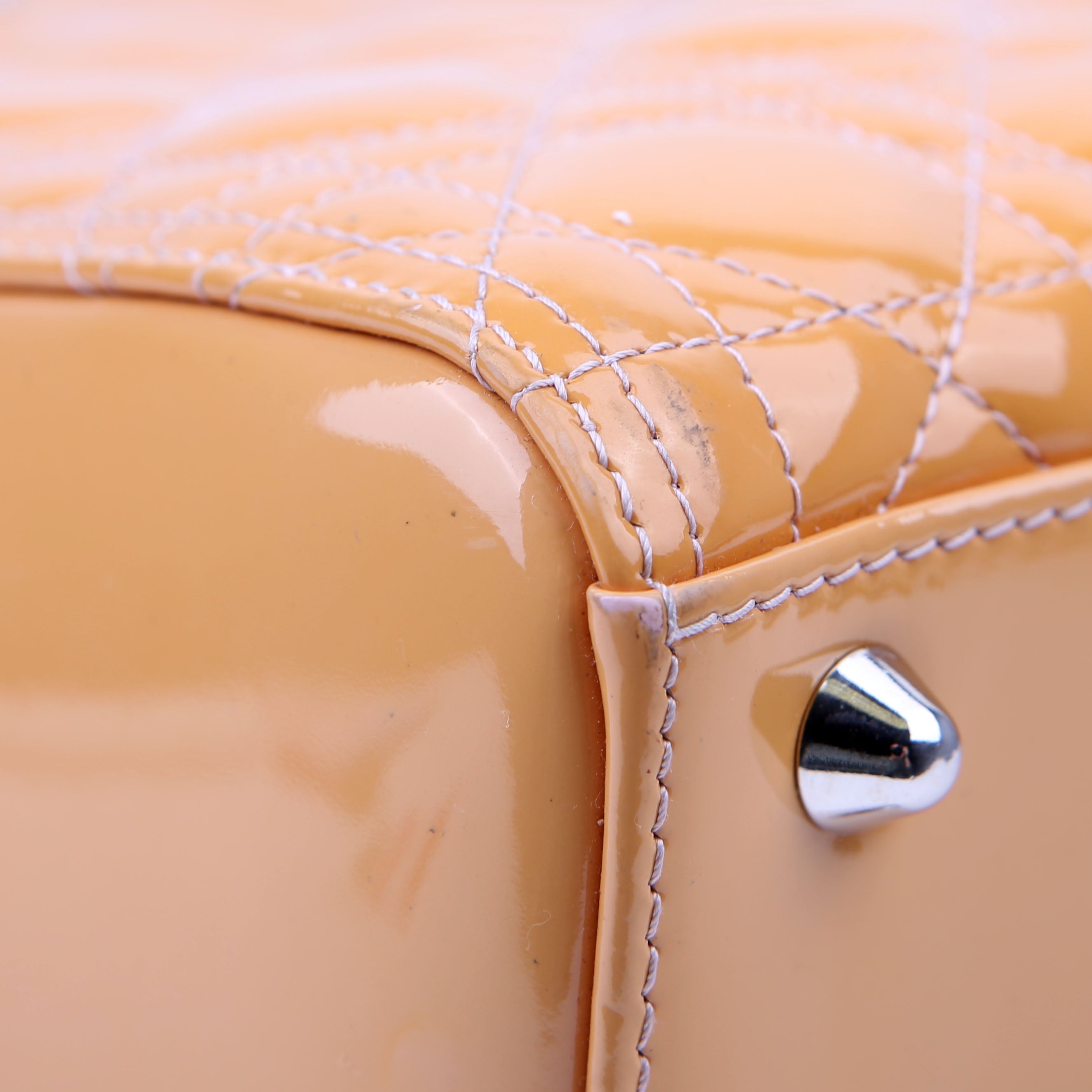 Dior Lady Dior Large Cannage Patent Yellow