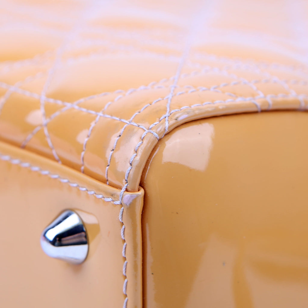 Dior Lady Dior Large Cannage Patent Yellow