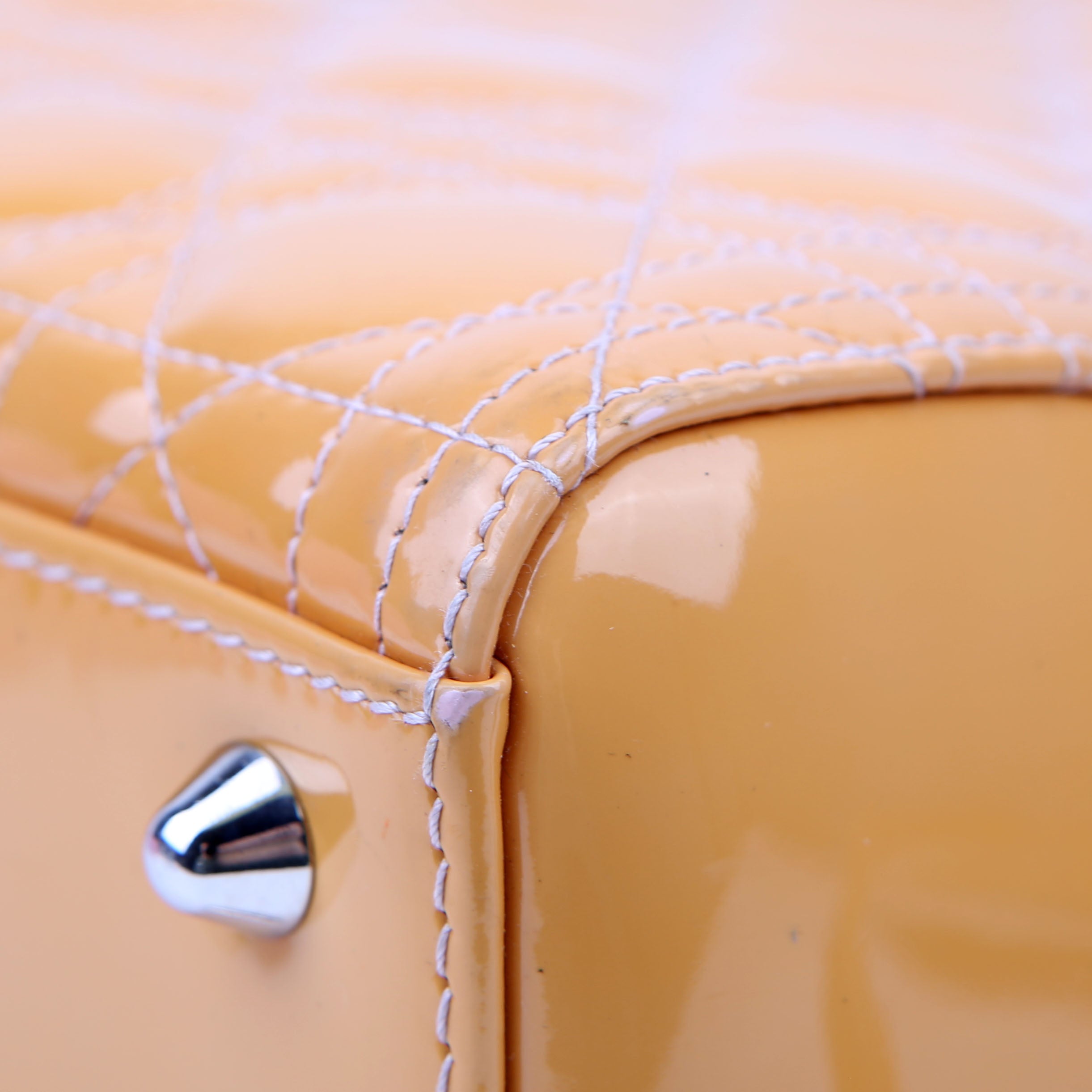 Dior Lady Dior Large Cannage Patent Yellow
