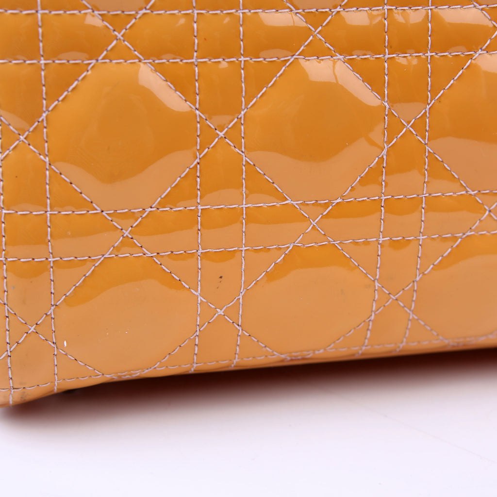 Dior Lady Dior Large Cannage Patent Yellow