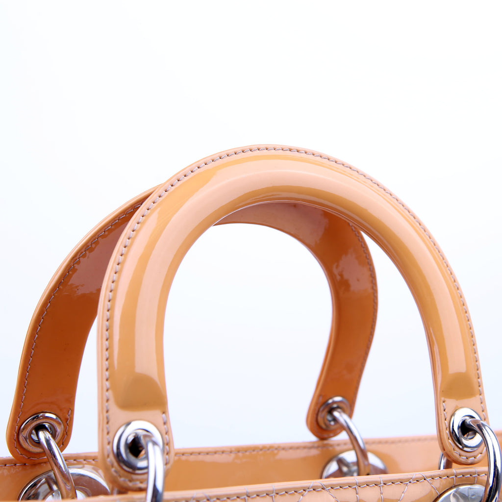 Dior Lady Dior Large Cannage Patent Yellow