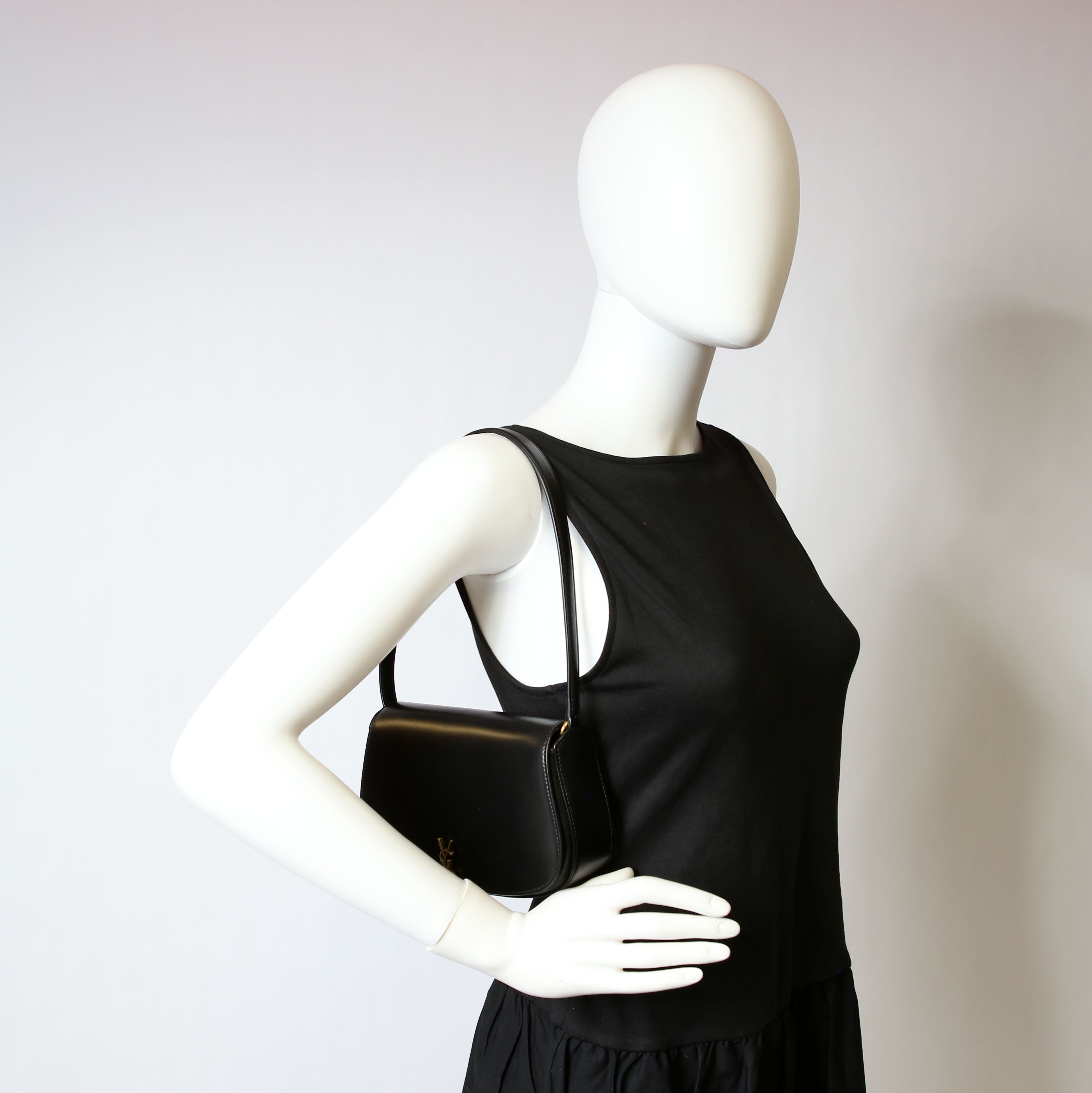 Voltaire Mini Shoulder Box Calfskin Black