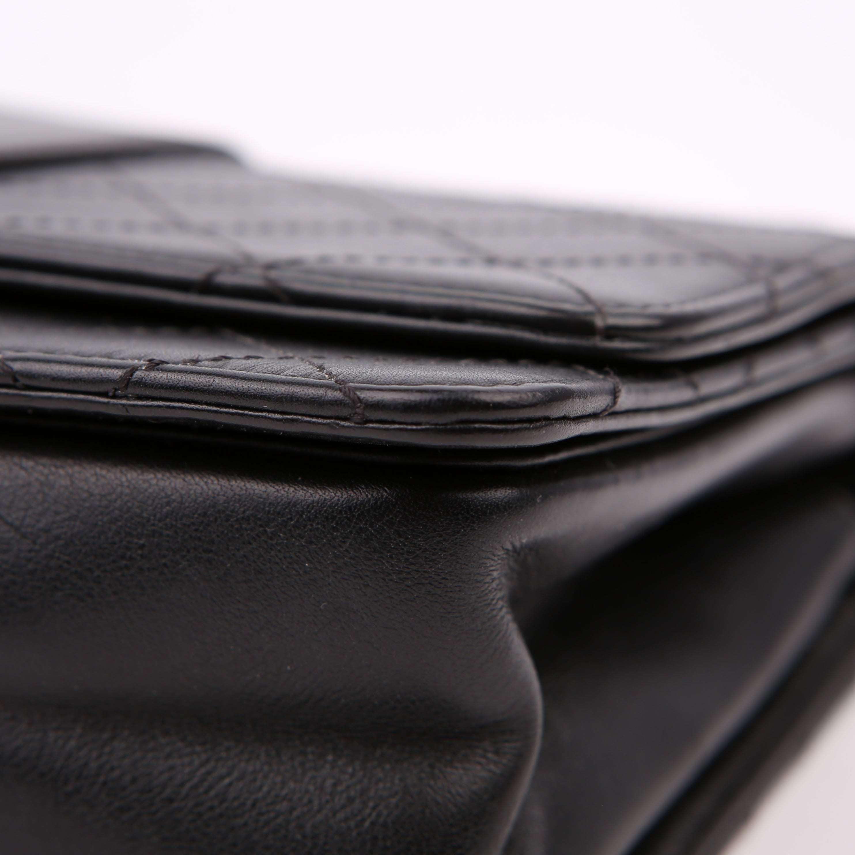 Double Chain Top Handle Flap Calfskin 26M Black