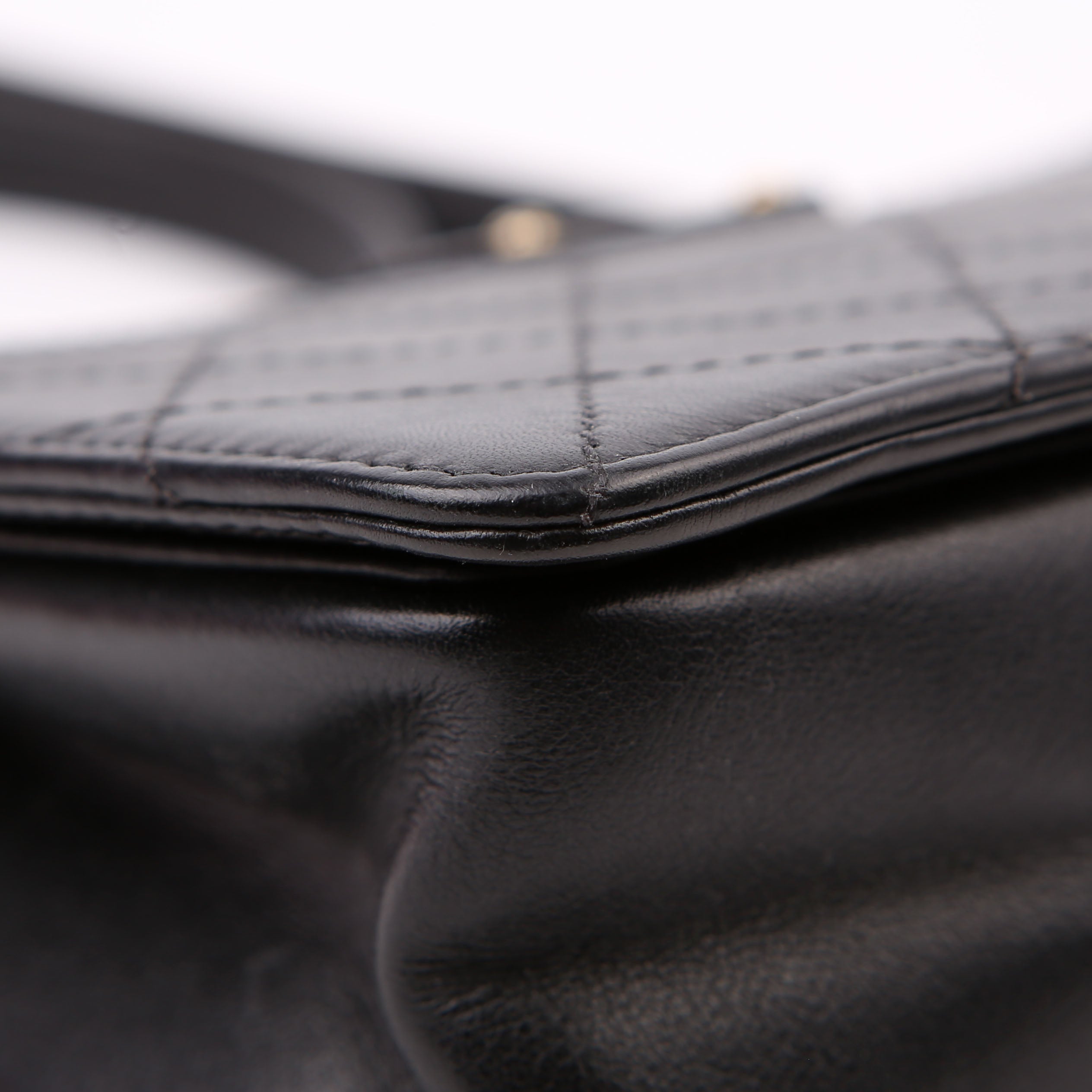 Double Chain Top Handle Flap Calfskin 26M Black