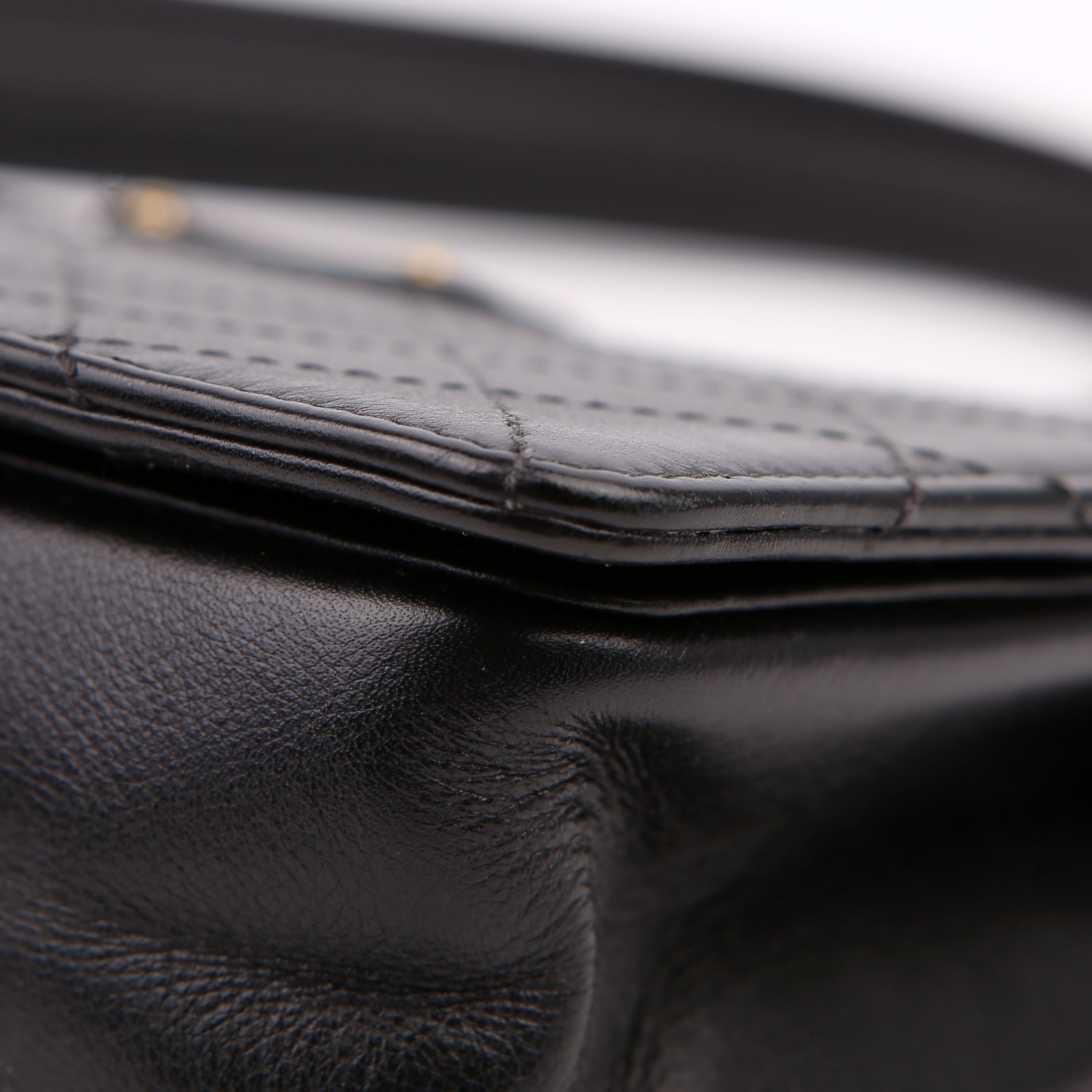 Double Chain Top Handle Flap Calfskin 26M Black
