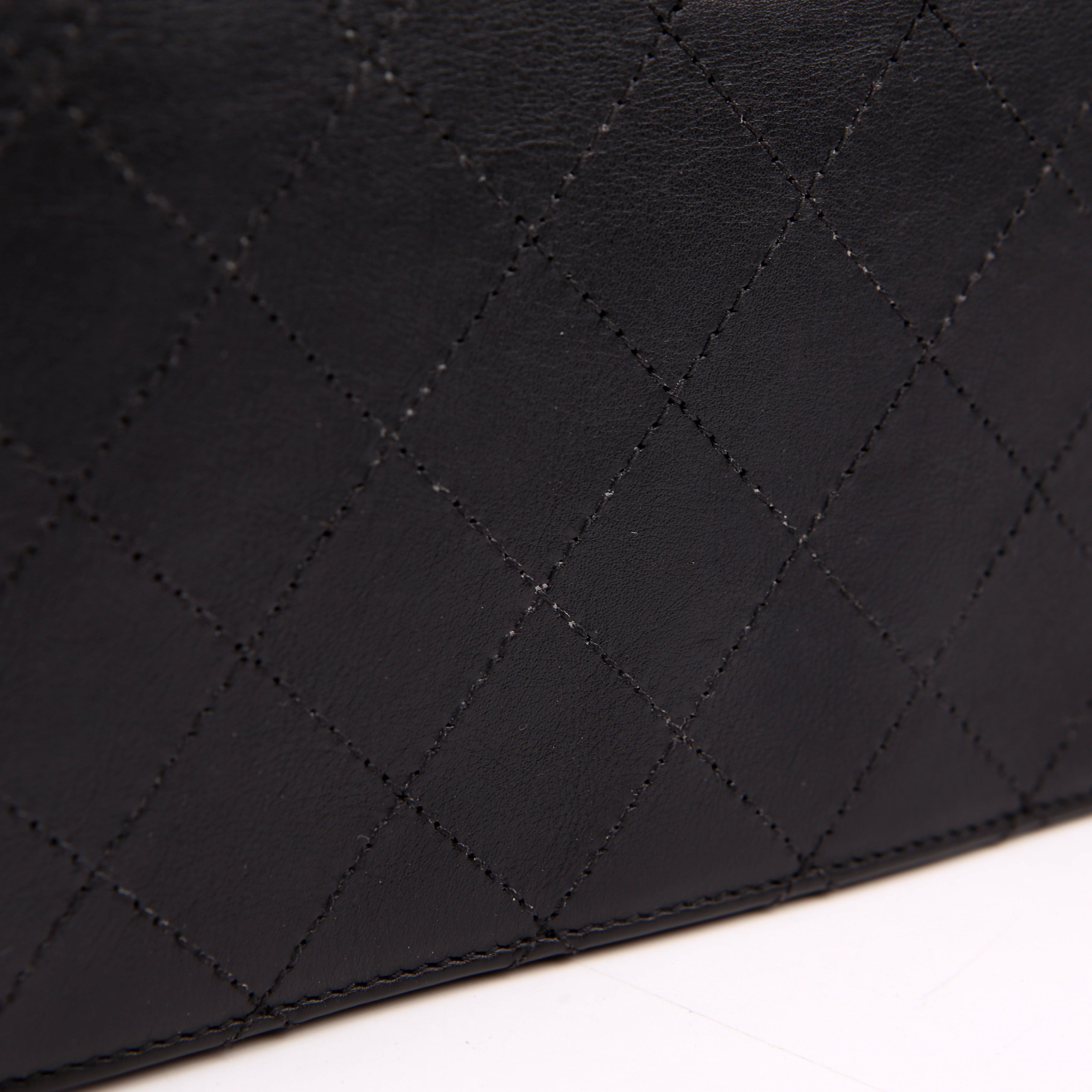 Double Chain Top Handle Flap Calfskin 26M Black