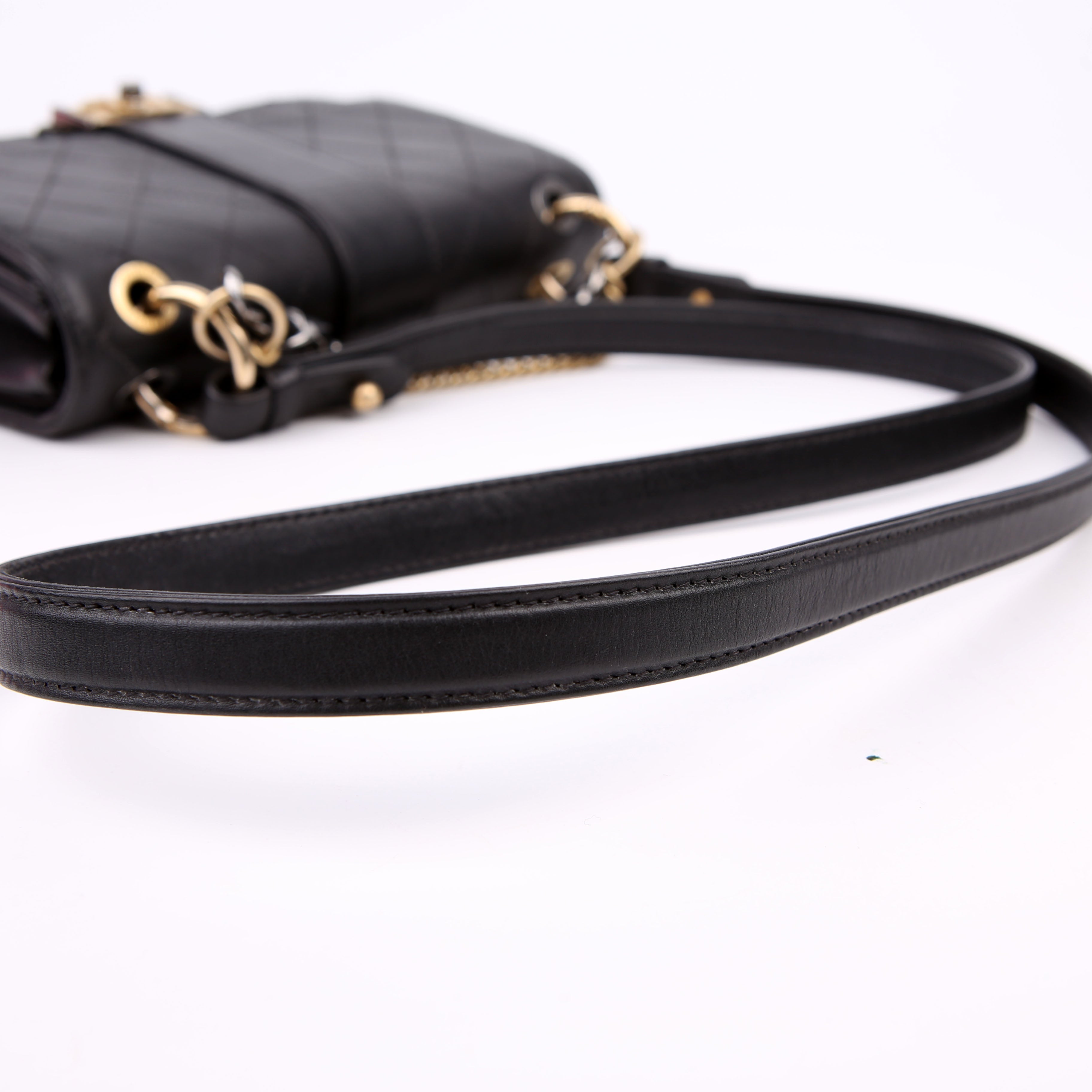 Double Chain Top Handle Flap Calfskin 26M Black