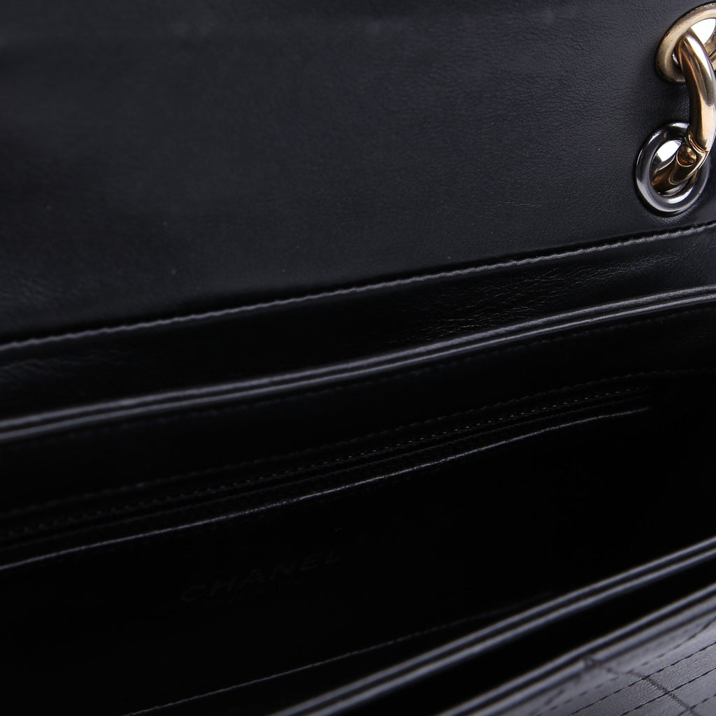 Double Chain Top Handle Flap Calfskin 26M Black