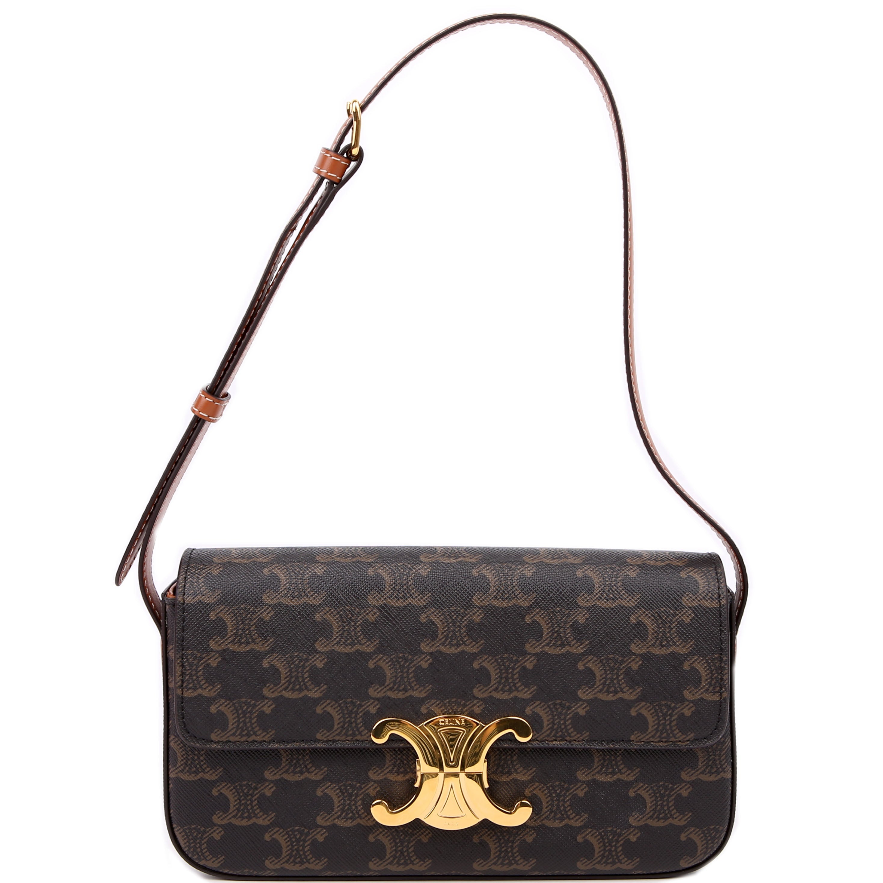 Claude Triomphe Shoulder Bag Canvas/Calfskin Brown