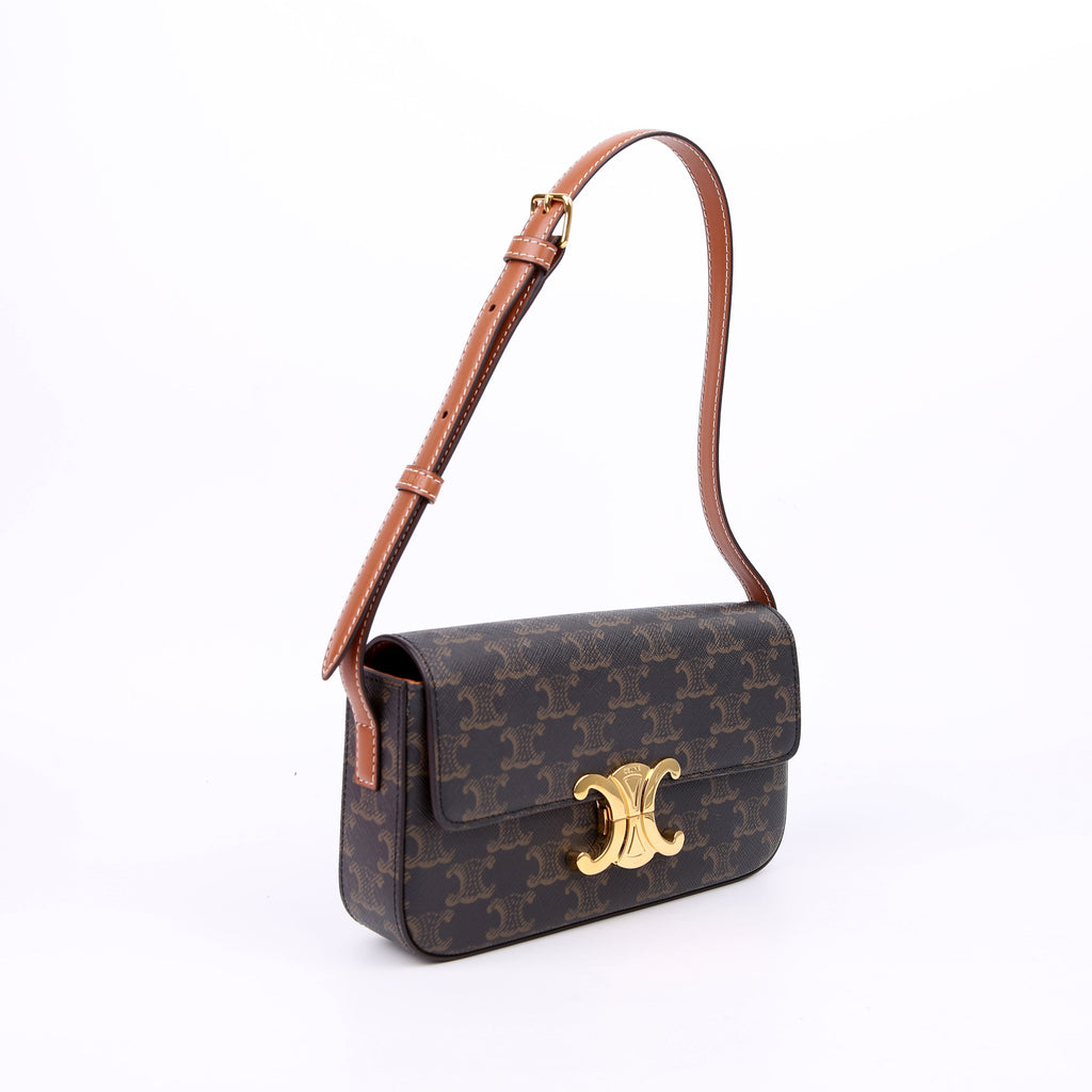 Claude Triomphe Shoulder Bag Canvas/Calfskin Brown