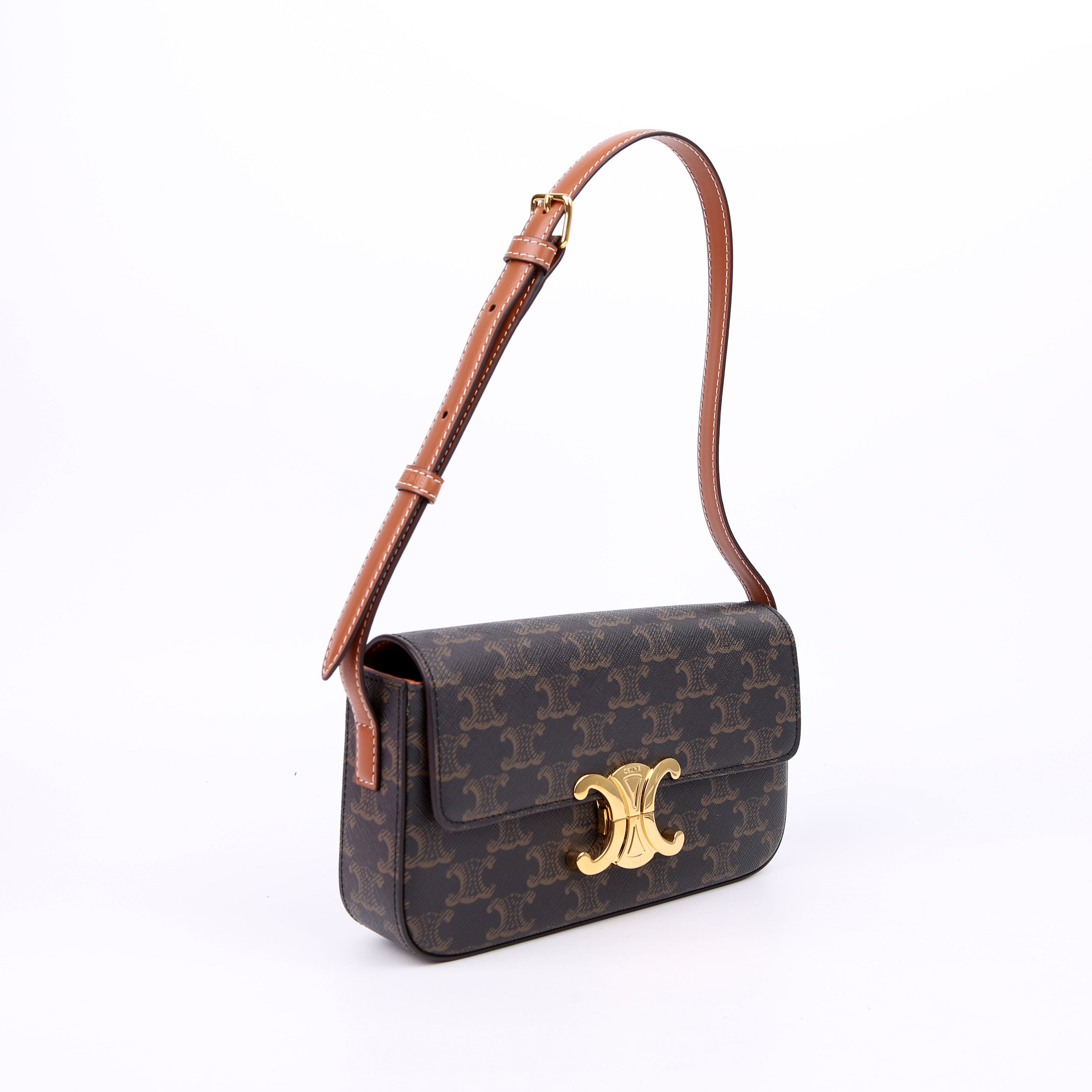 Claude Triomphe Shoulder Bag Canvas/Calfskin Brown