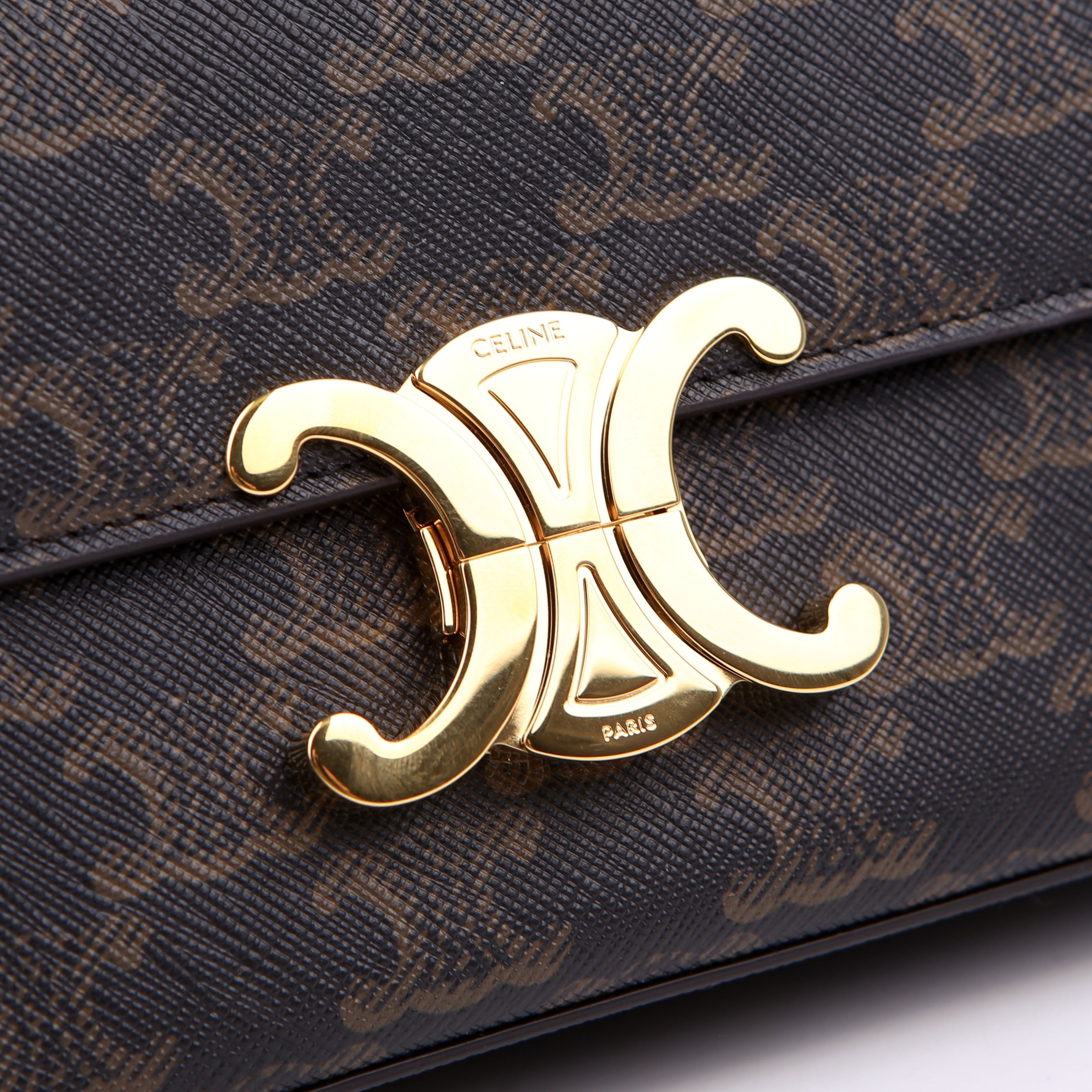 Claude Triomphe Shoulder Bag Canvas/Calfskin Brown