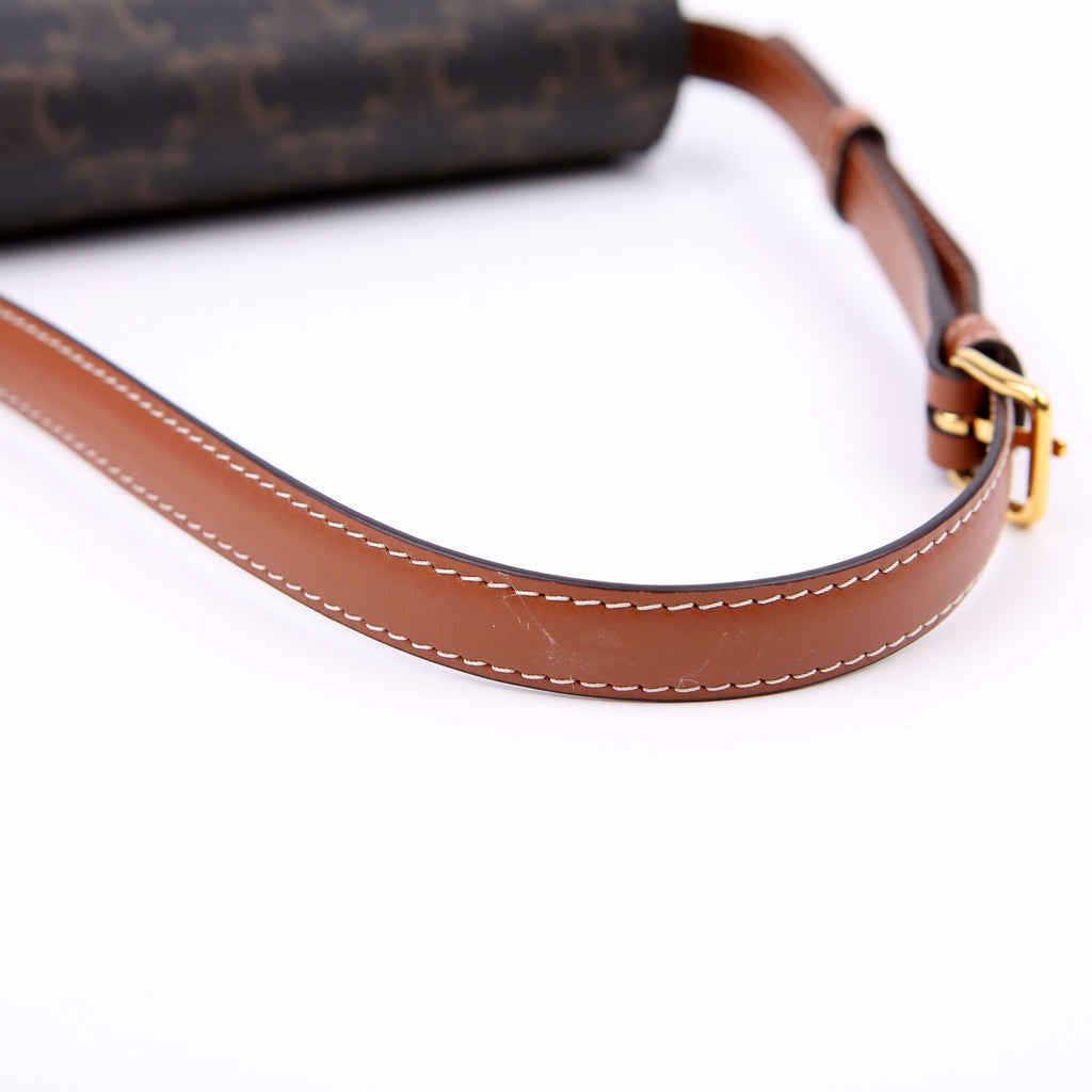 Claude Triomphe Shoulder Bag Canvas/Calfskin Brown