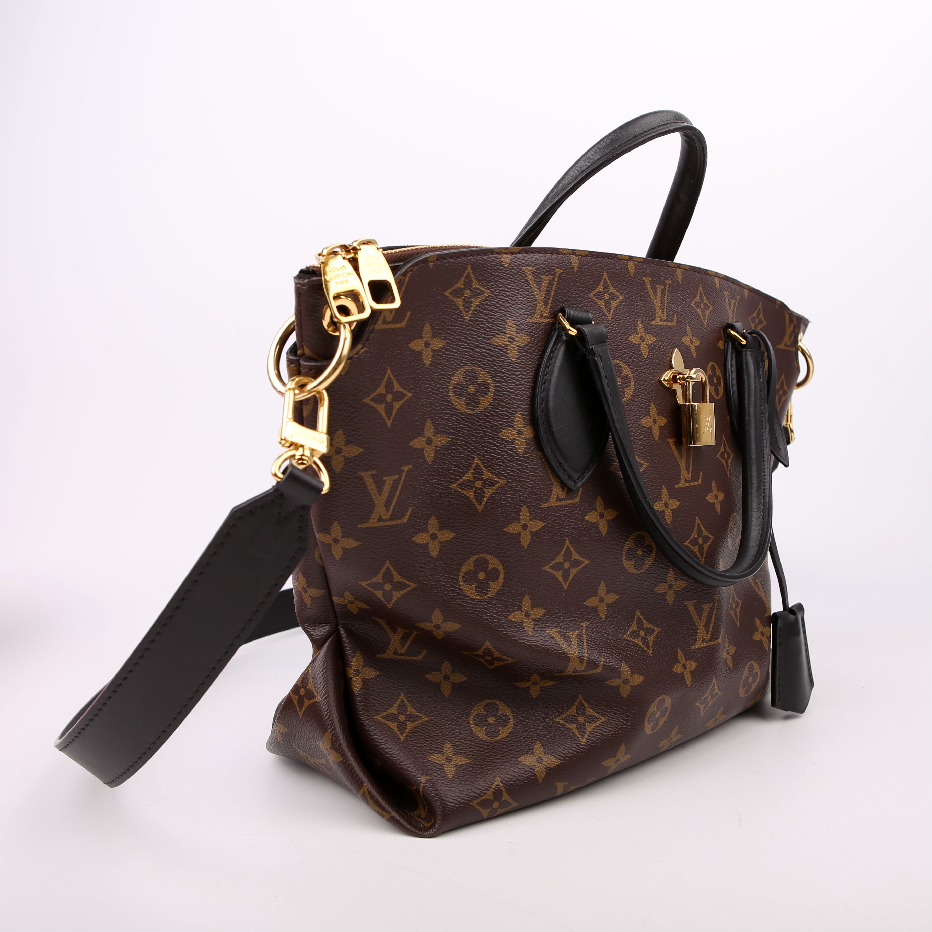 Flower Zipped Tote MM Monogram Black