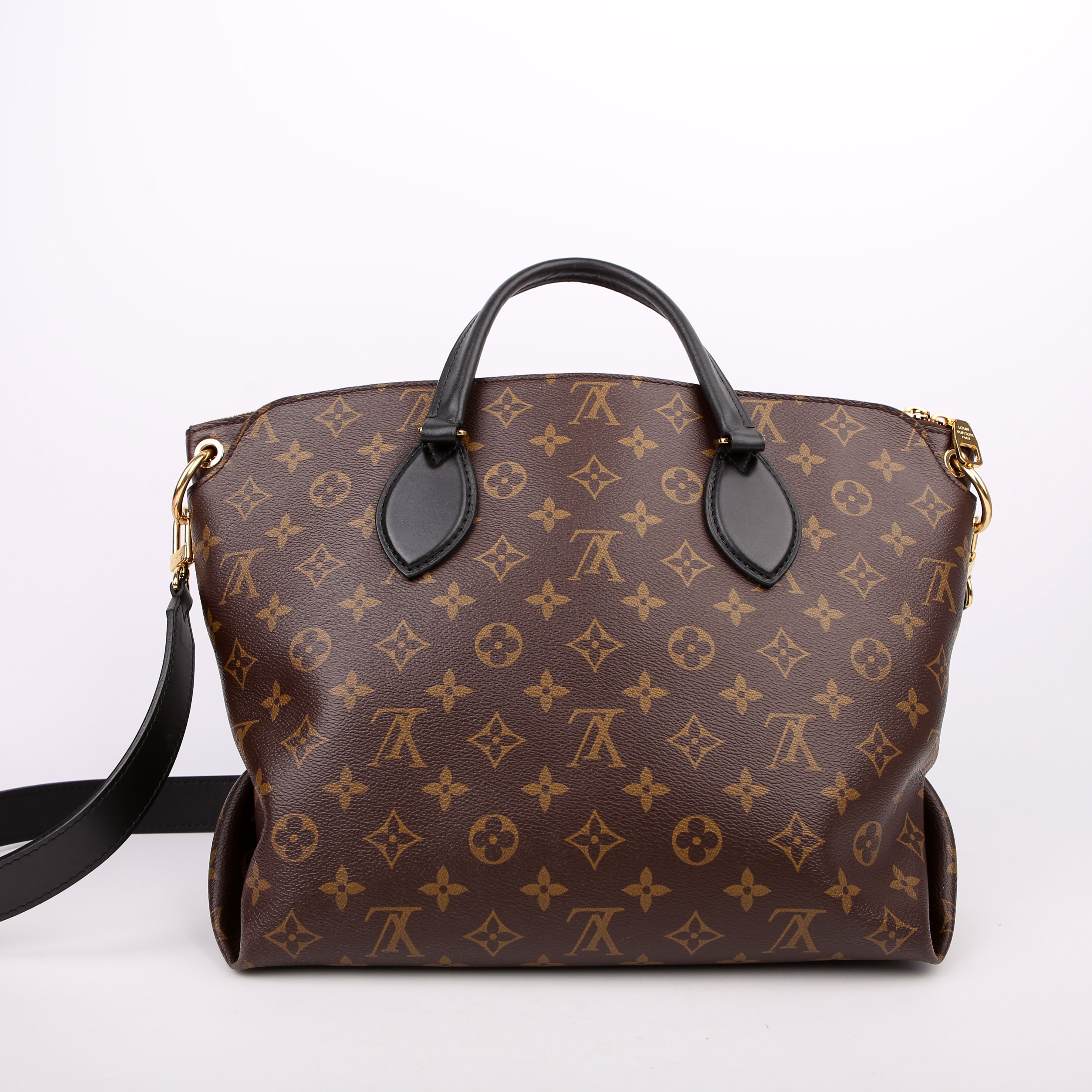 Flower Zipped Tote MM Monogram Black