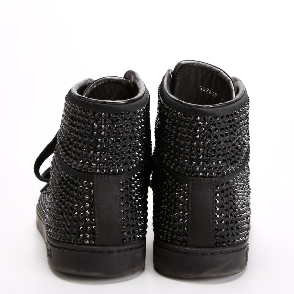 Gucci Satin Crystal High Top Sneakers Size 7 (39) Black