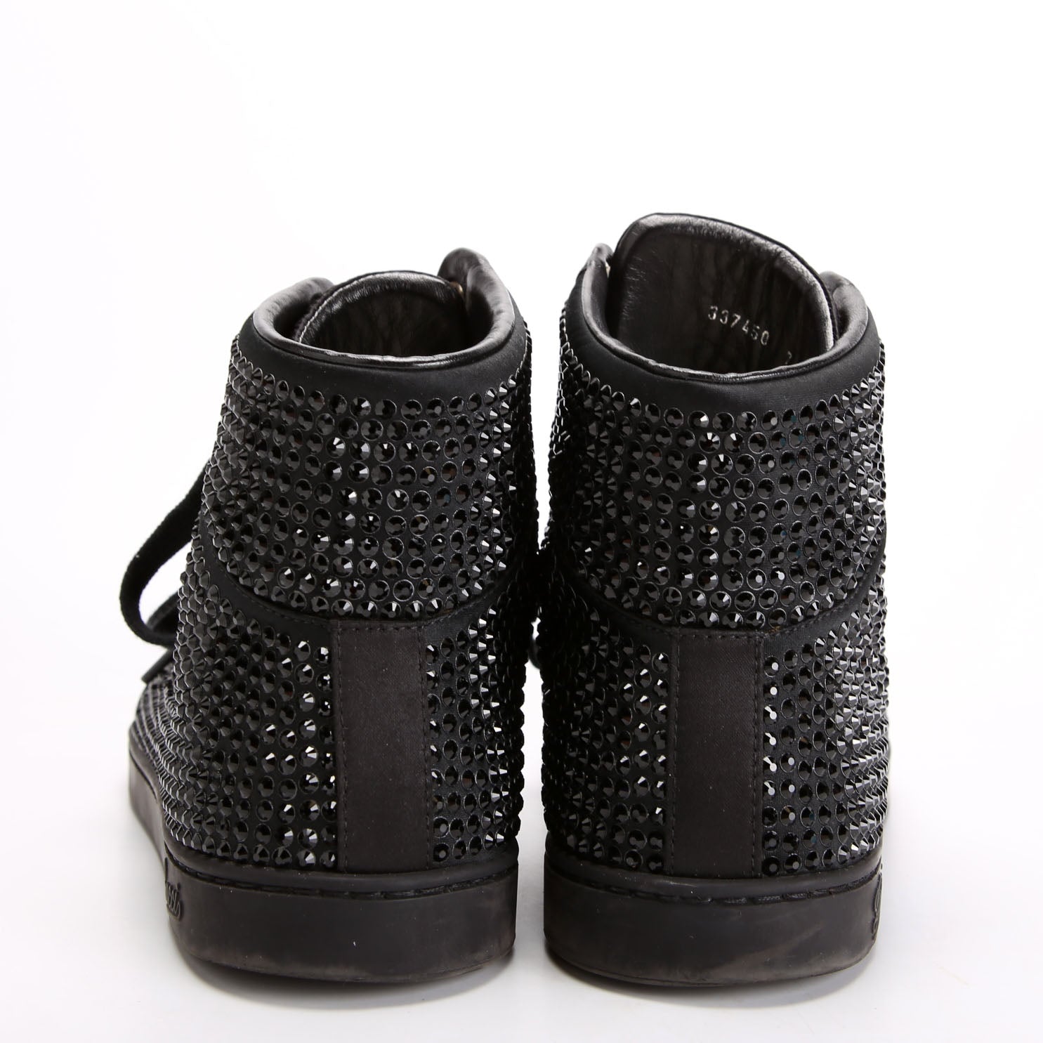 Gucci Satin Crystal High Top Sneakers Size 7 (39) Black