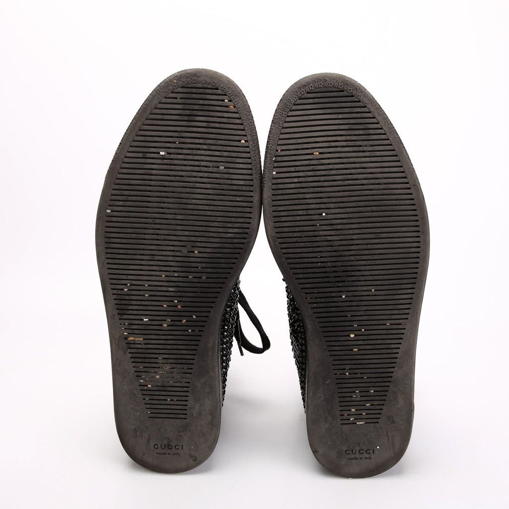 Gucci Satin Crystal High Top Sneakers Size 7 (39) Black