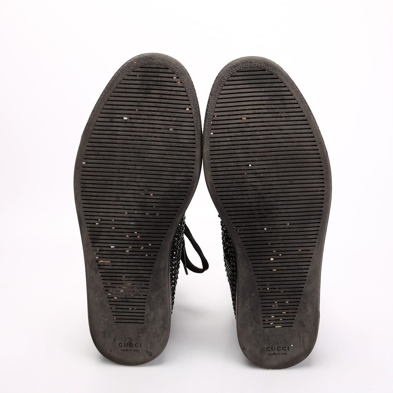 Gucci Satin Crystal High Top Sneakers Size 7 (39) Black
