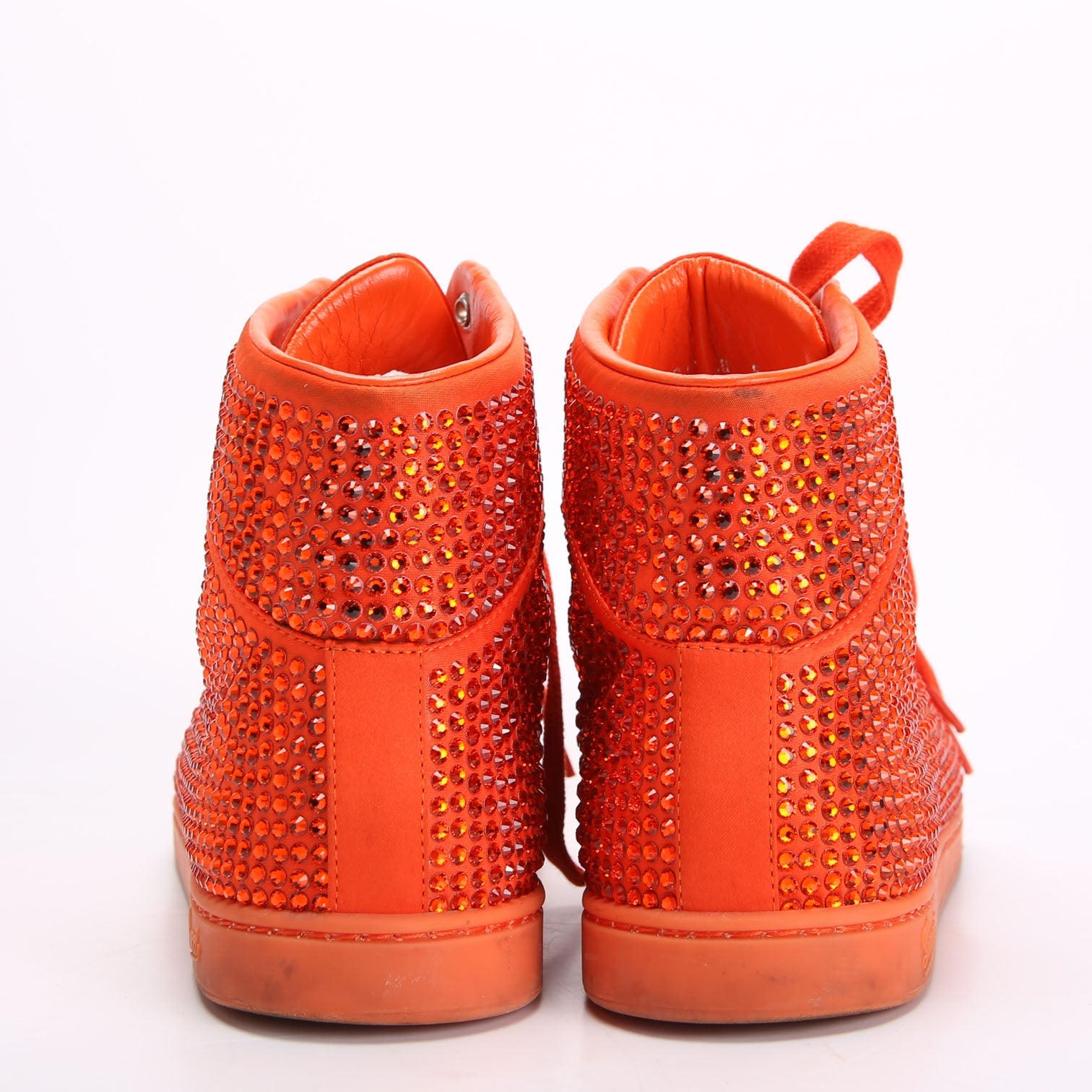 Satin Crystal High Top Sneakers Size 40 Orange