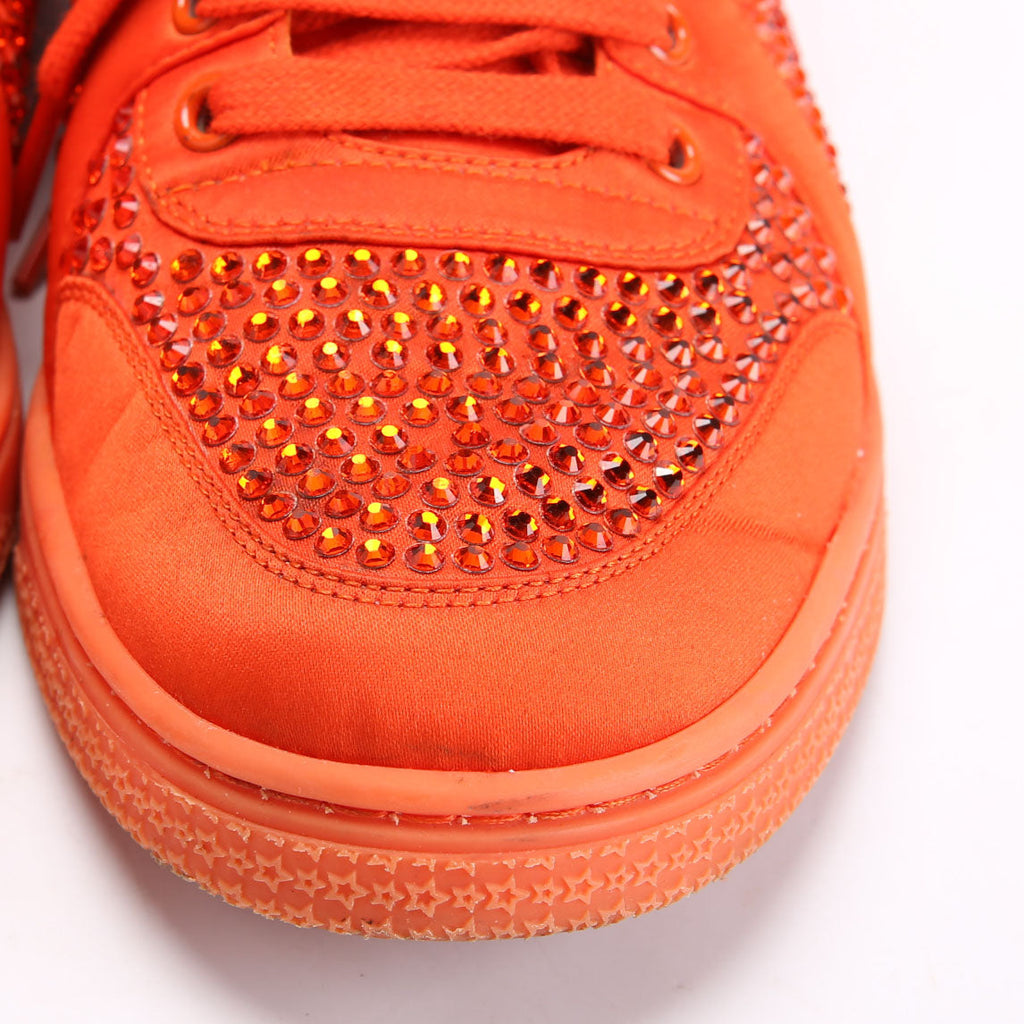 Satin Crystal High Top Sneakers Size 40 Orange