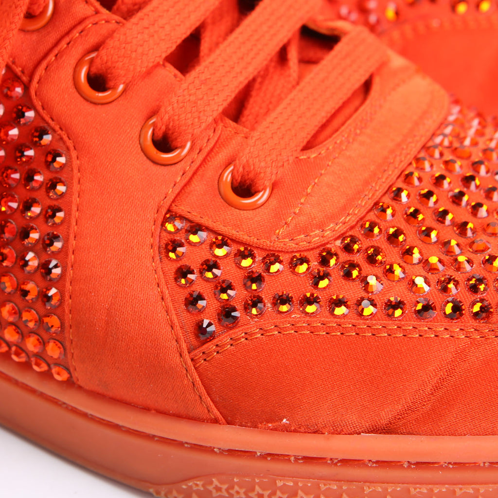 Satin Crystal High Top Sneakers Size 40 Orange