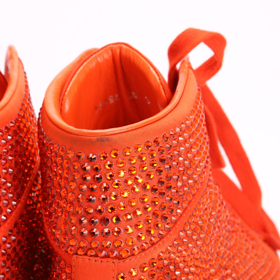 Satin Crystal High Top Sneakers Size 40 Orange
