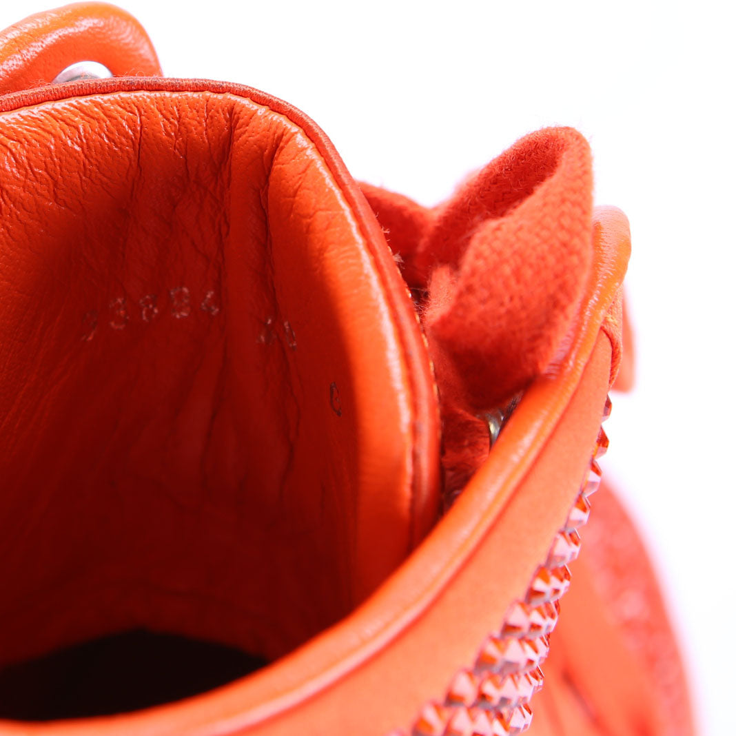 Satin Crystal High Top Sneakers Size 40 Orange