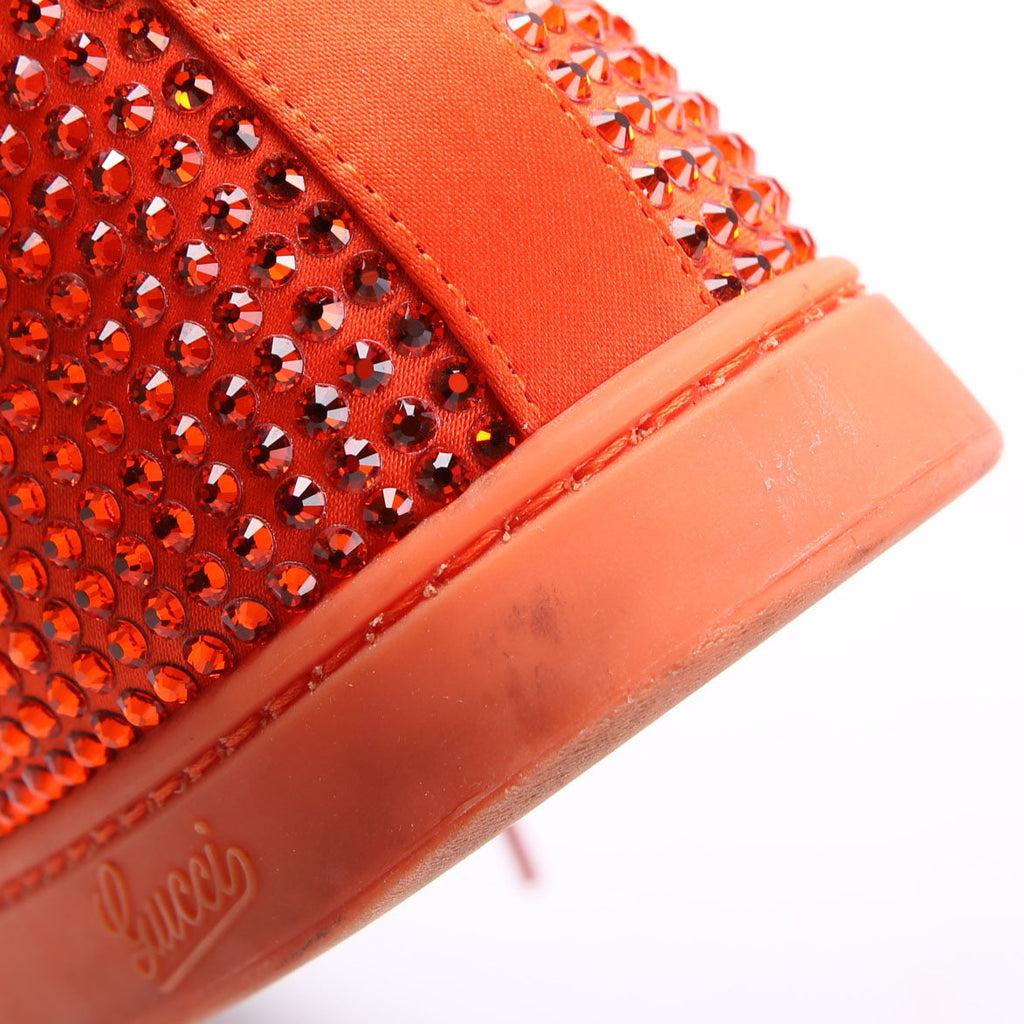 Satin Crystal High Top Sneakers Size 40 Orange