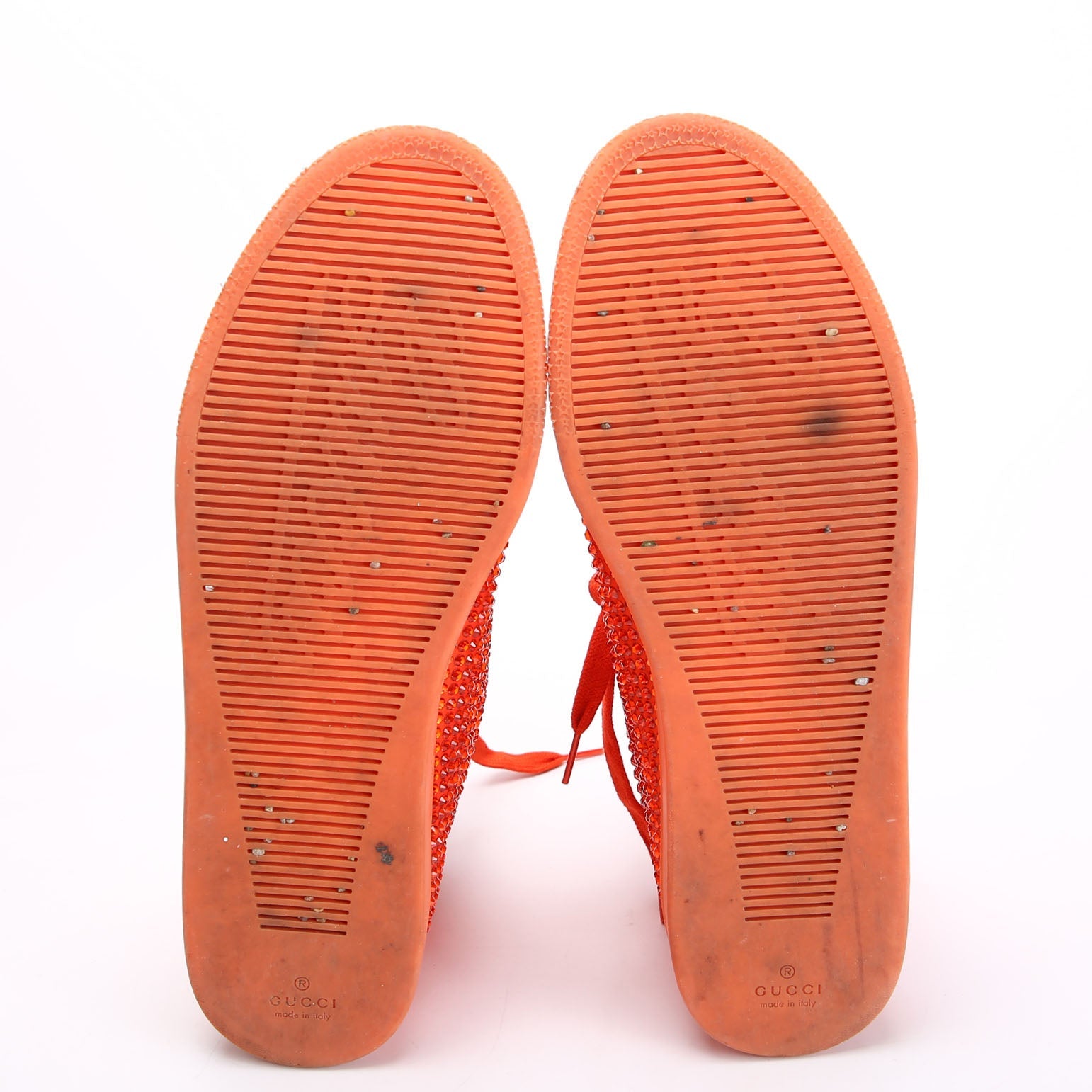 Satin Crystal High Top Sneakers Size 40 Orange