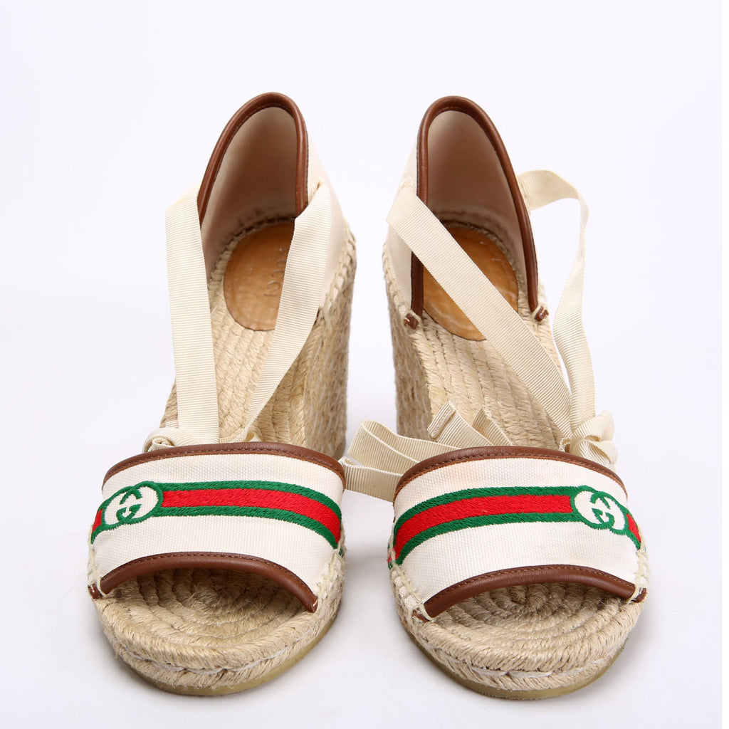 Web Espadrille Wedges Size 37.5 White