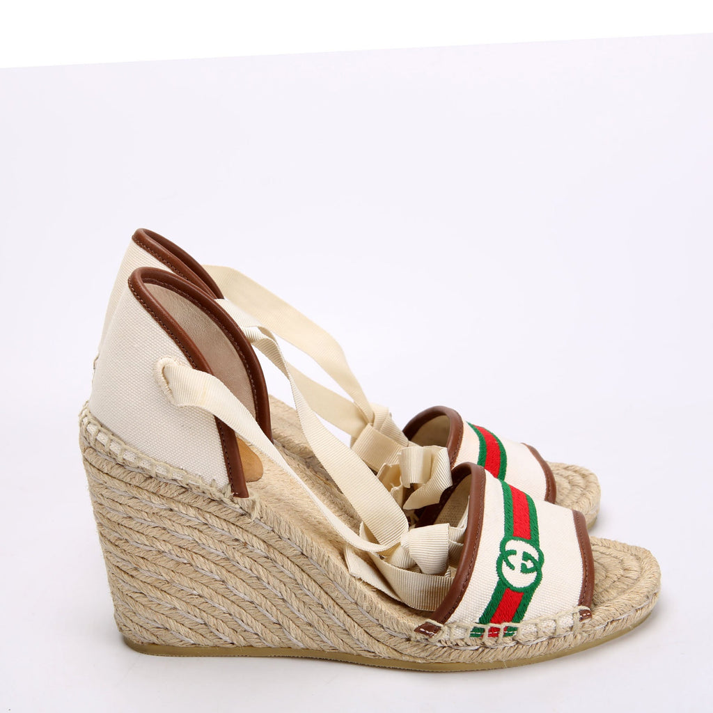 Web Espadrille Wedges Size 37.5 White