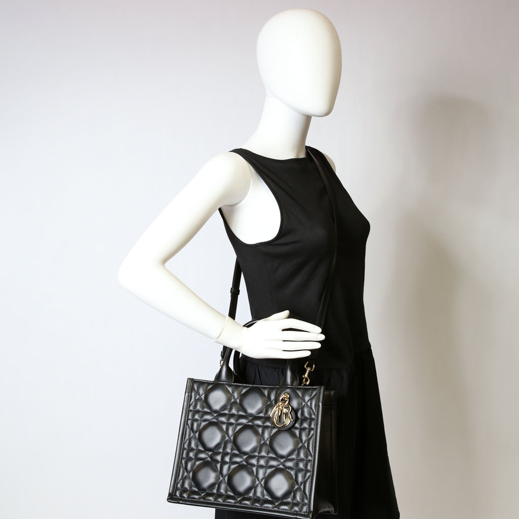 Dior Book Tote Small Lambskin Cannage Black