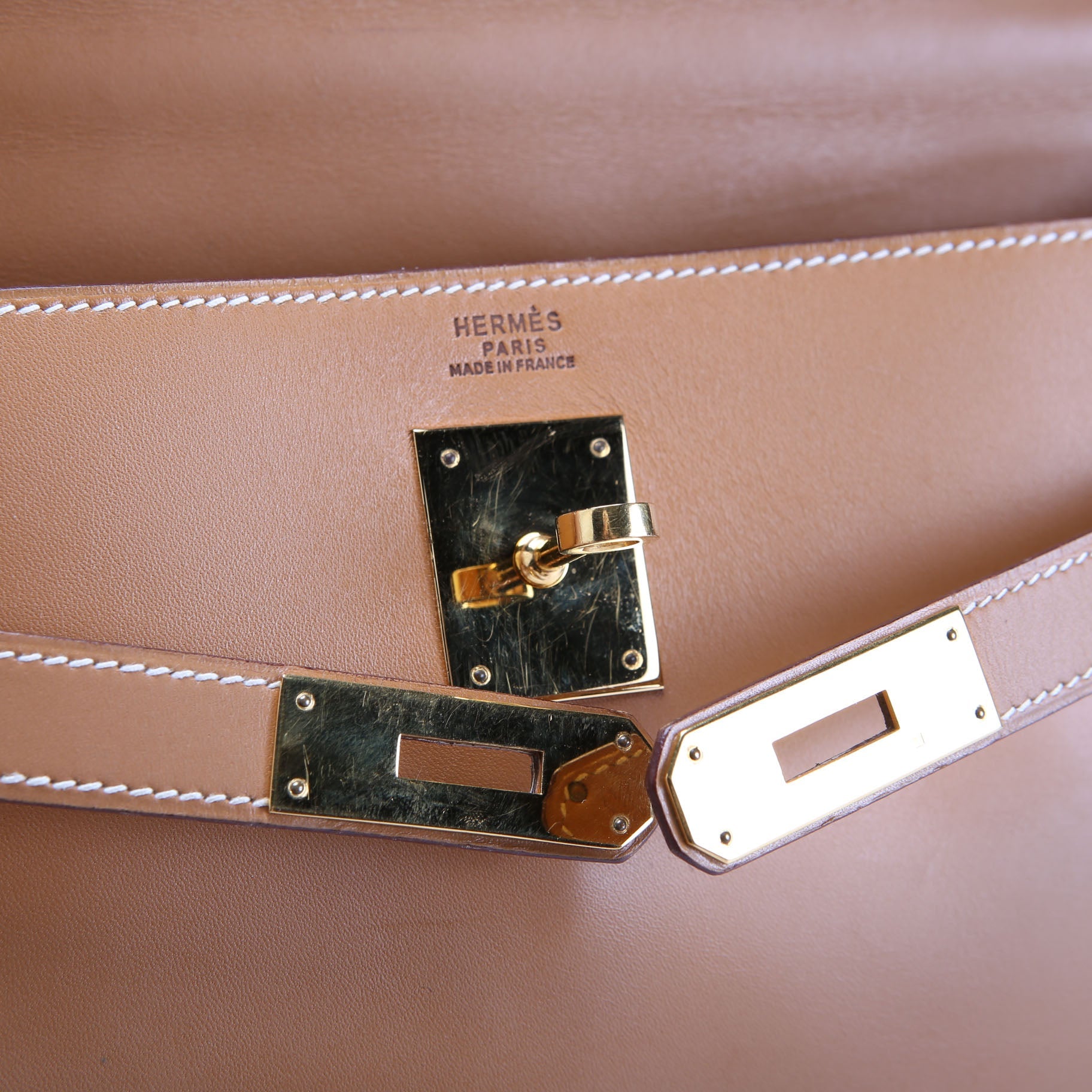 Kelly Retourne 32 Chamonix Leather 1993 Tan/Gold