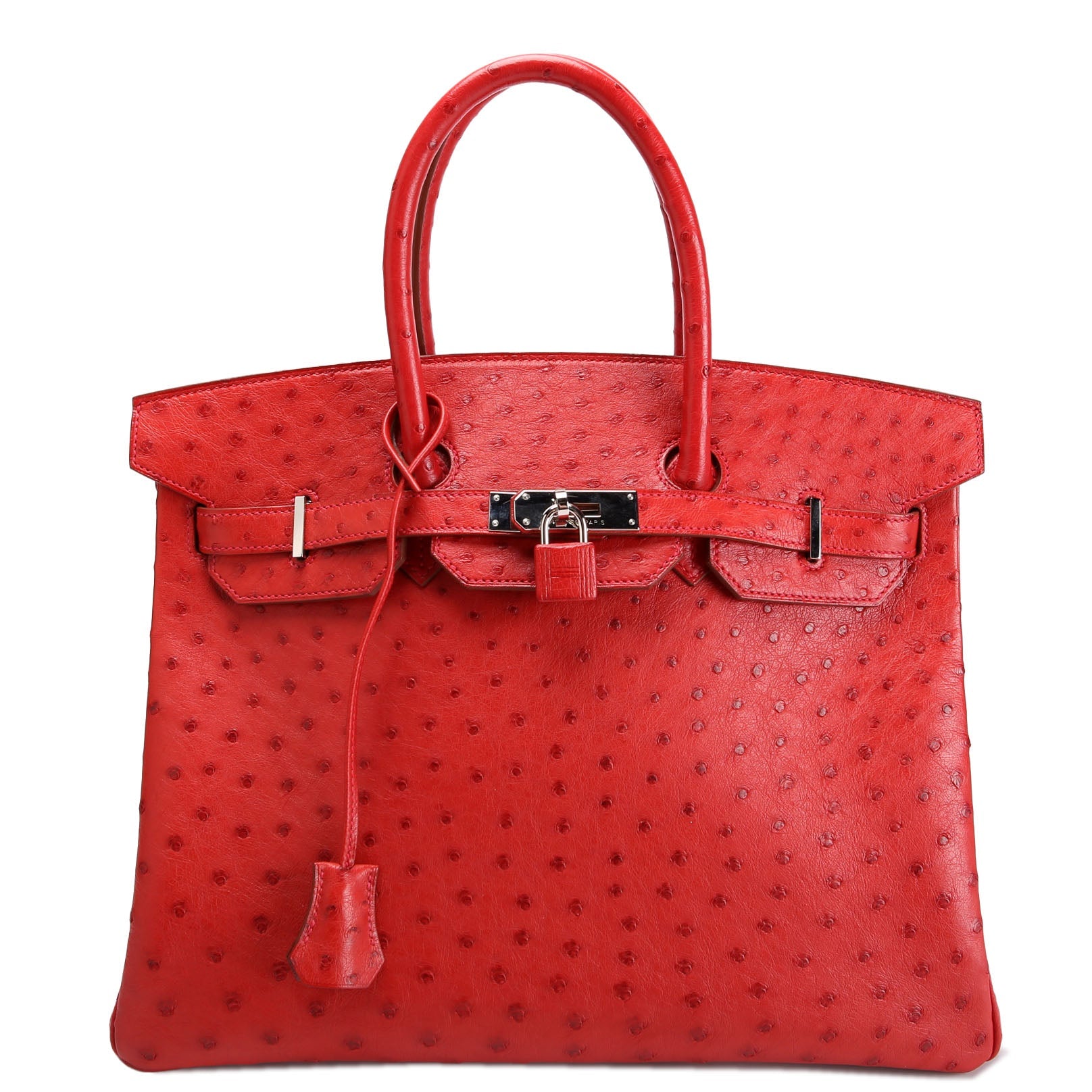 Birkin 35 Ostrich 2015 Red/Palladium