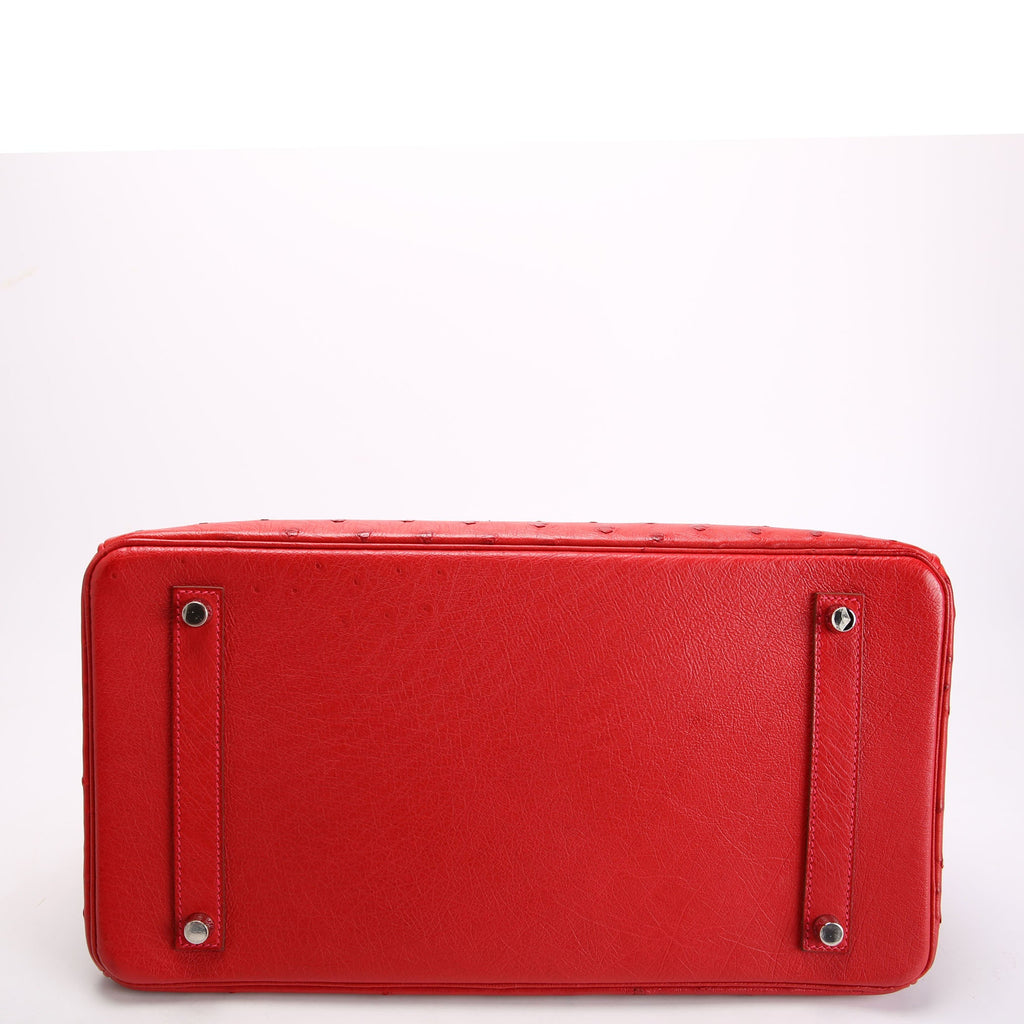 Birkin 35 Ostrich 2015 Red/Palladium