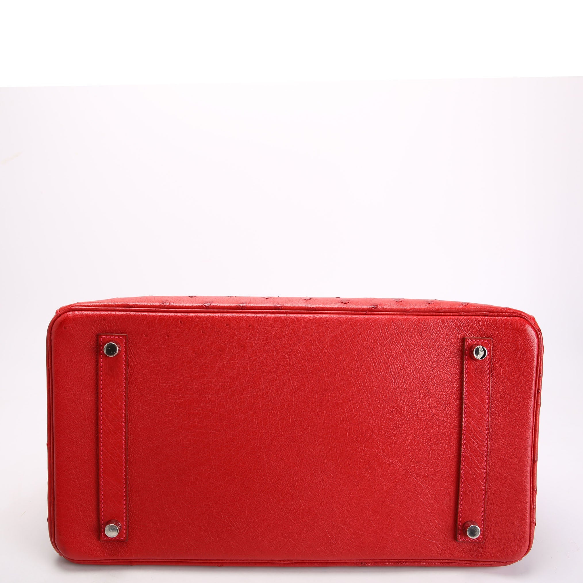 Birkin 35 Ostrich 2015 Red/Palladium