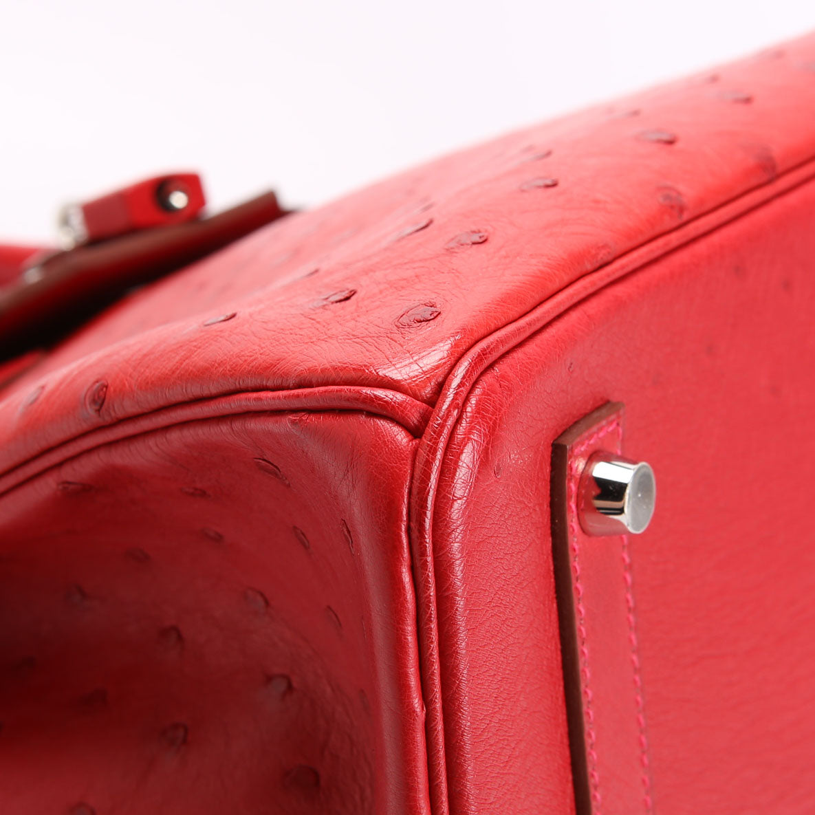 Birkin 35 Ostrich 2015 Red/Palladium