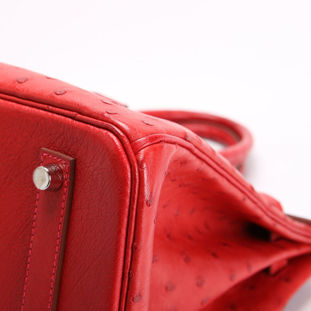 Birkin 35 Ostrich 2015 Red/Palladium