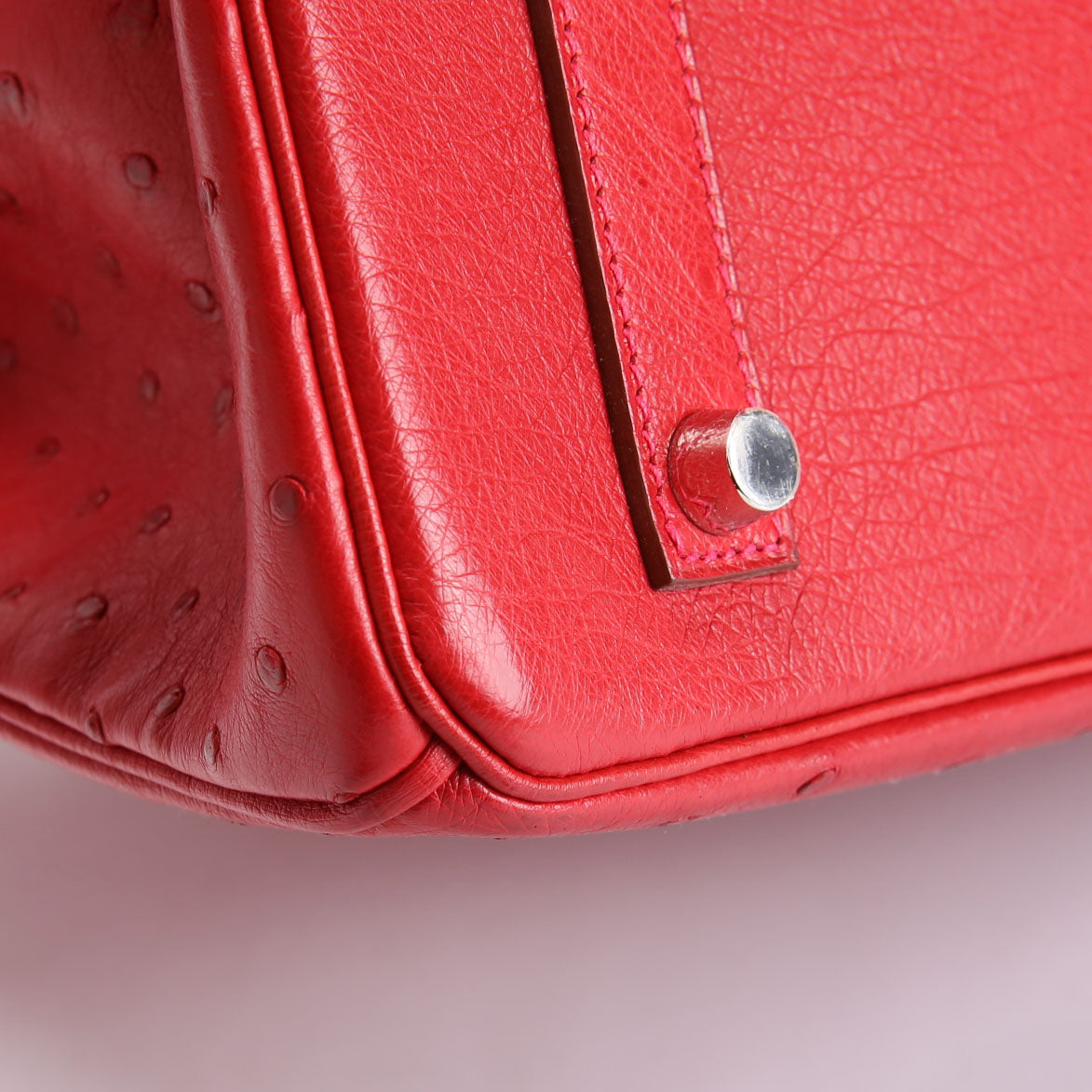 Birkin 35 Ostrich 2015 Red/Palladium
