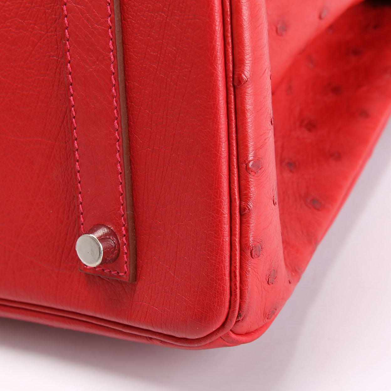 Birkin 35 Ostrich 2015 Red/Palladium