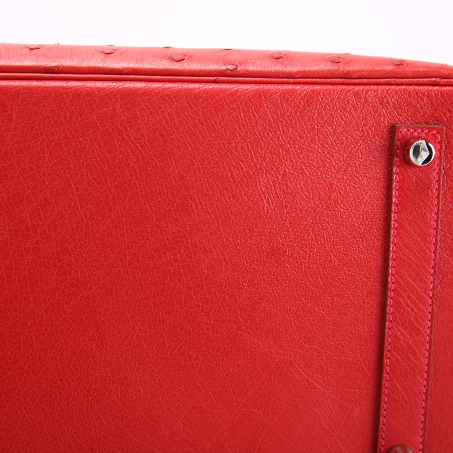 Birkin 35 Ostrich 2015 Red/Palladium