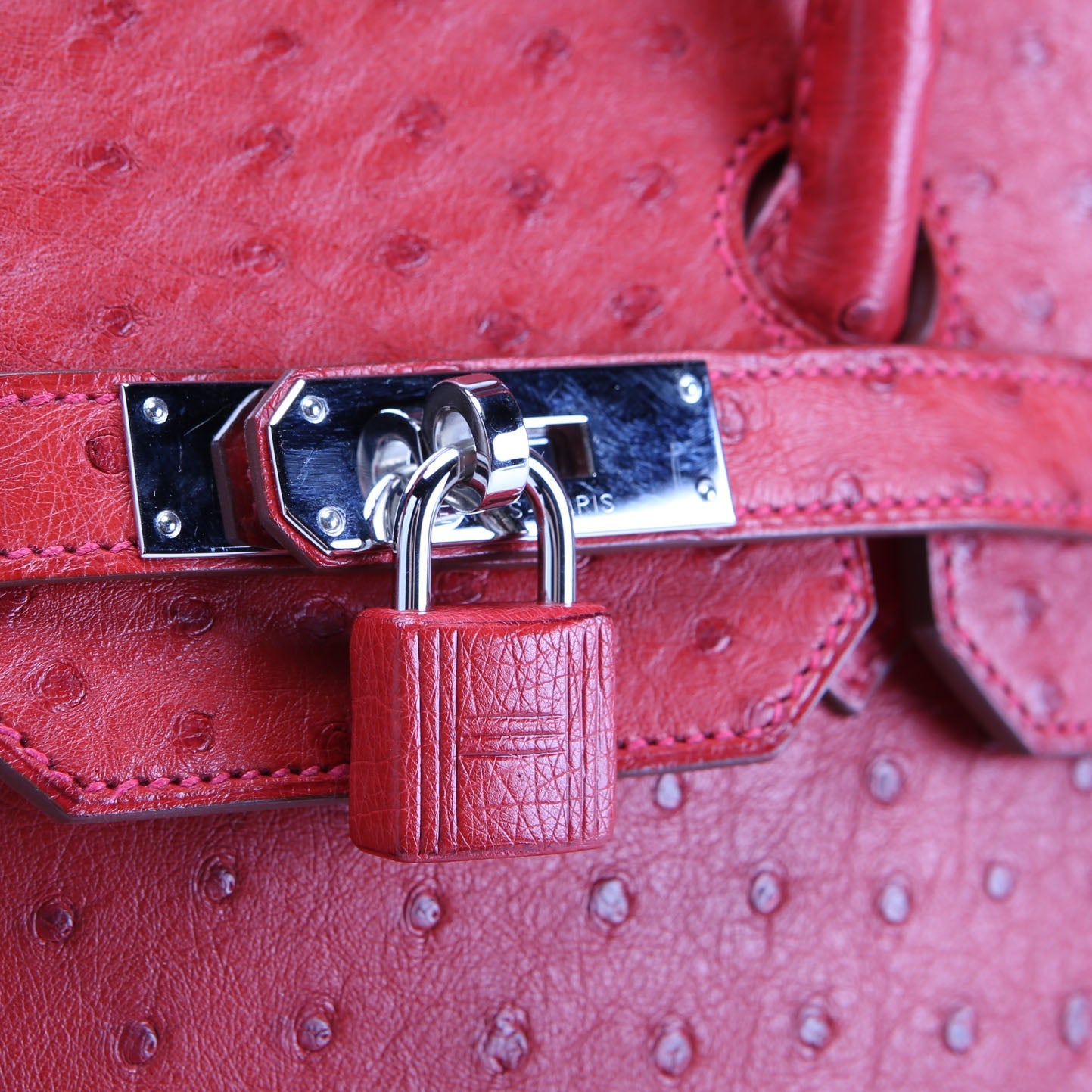 Birkin 35 Ostrich 2015 Red/Palladium