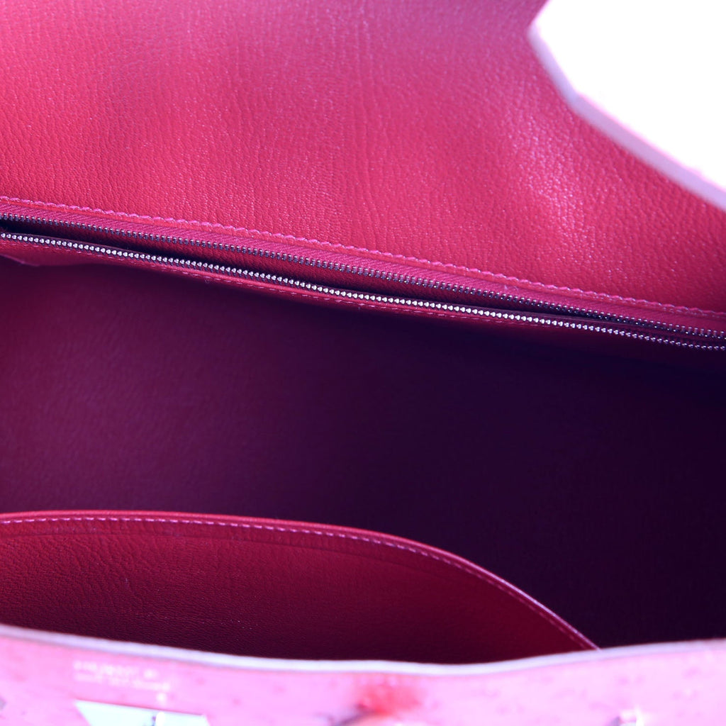 Birkin 35 Ostrich 2015 Red/Palladium
