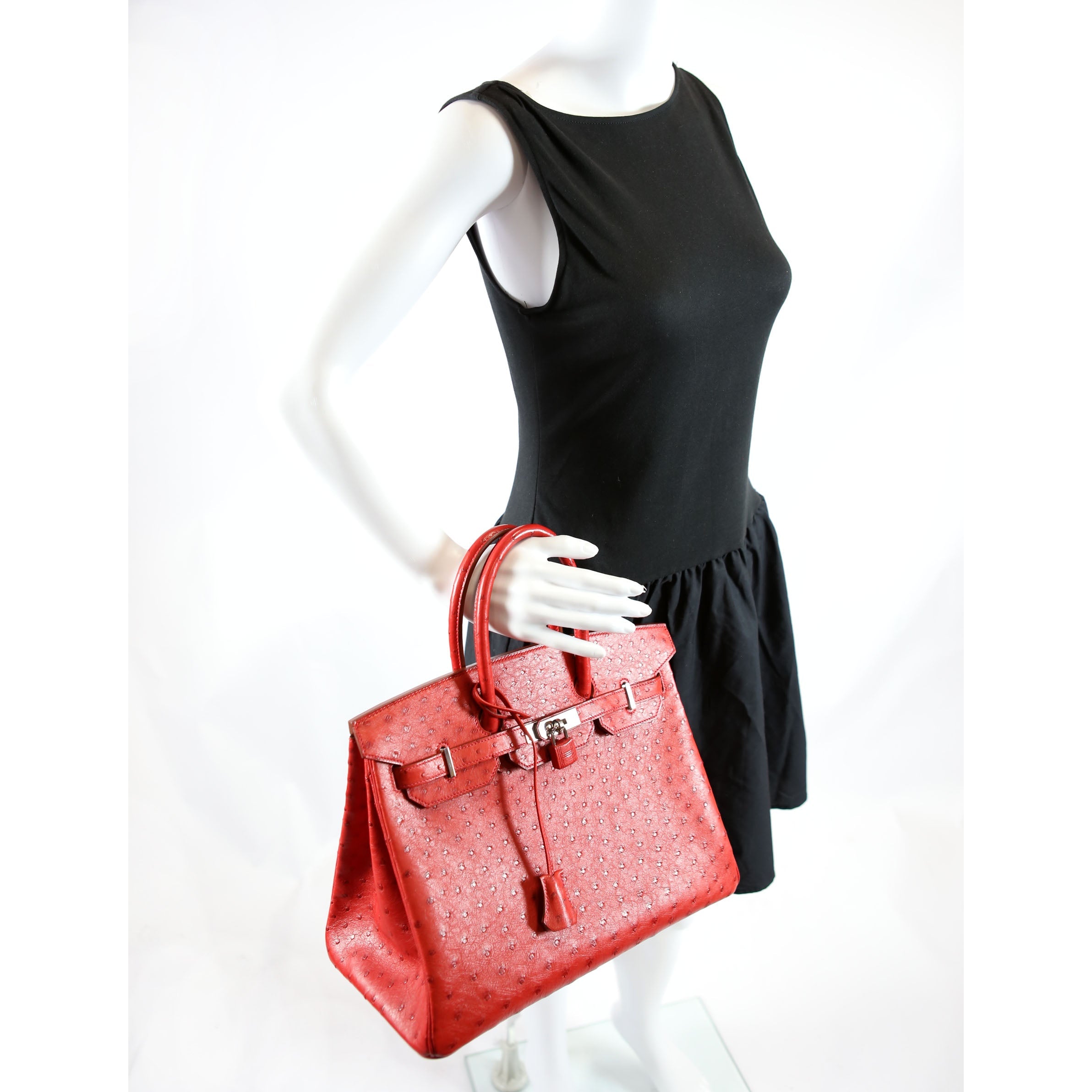 Birkin 35 Ostrich 2015 Red/Palladium