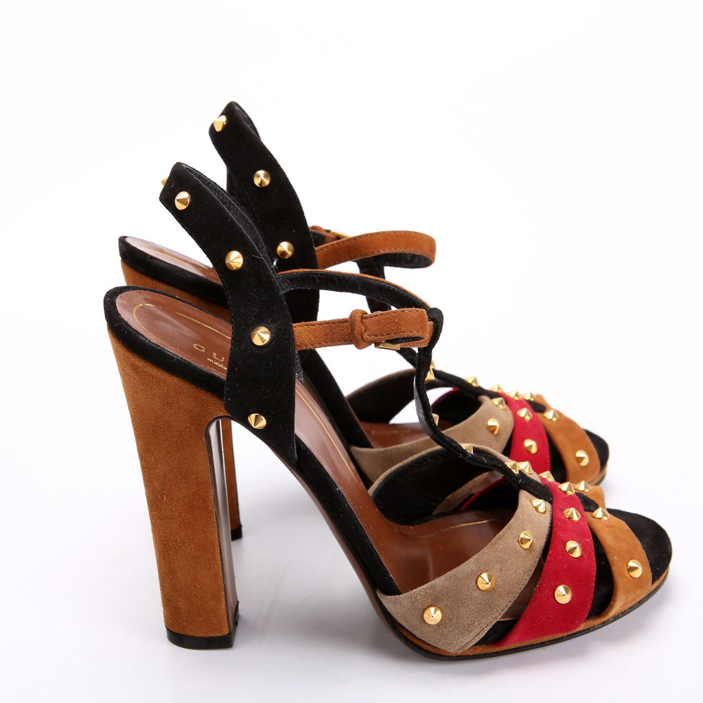 Jacquelyne Studded Suede Block Heels Size 38