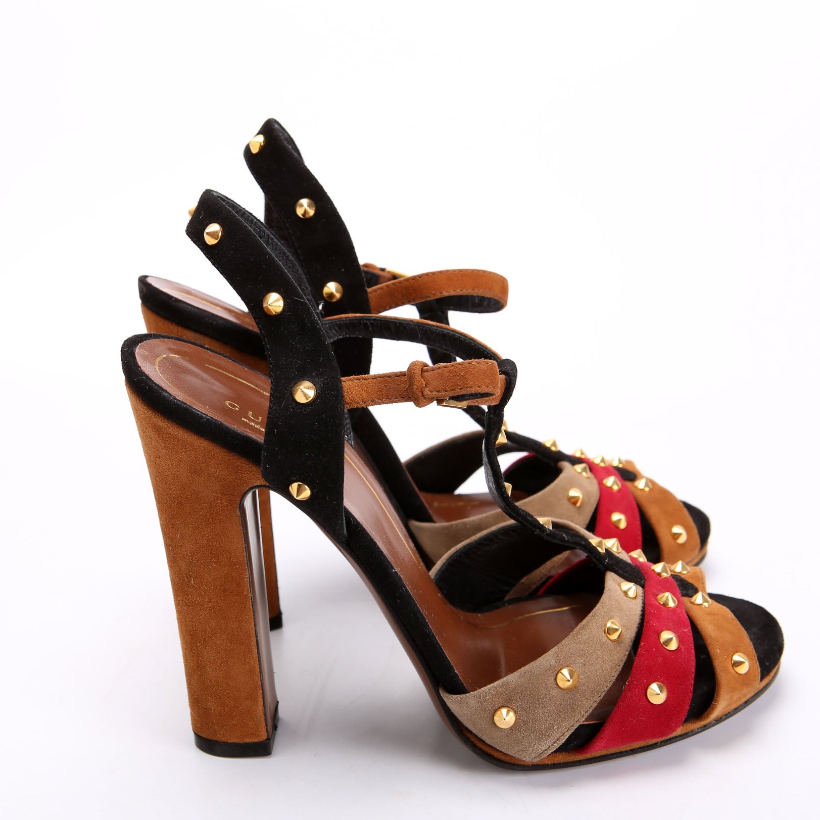 Jacquelyne Studded Suede Block Heels Size 38