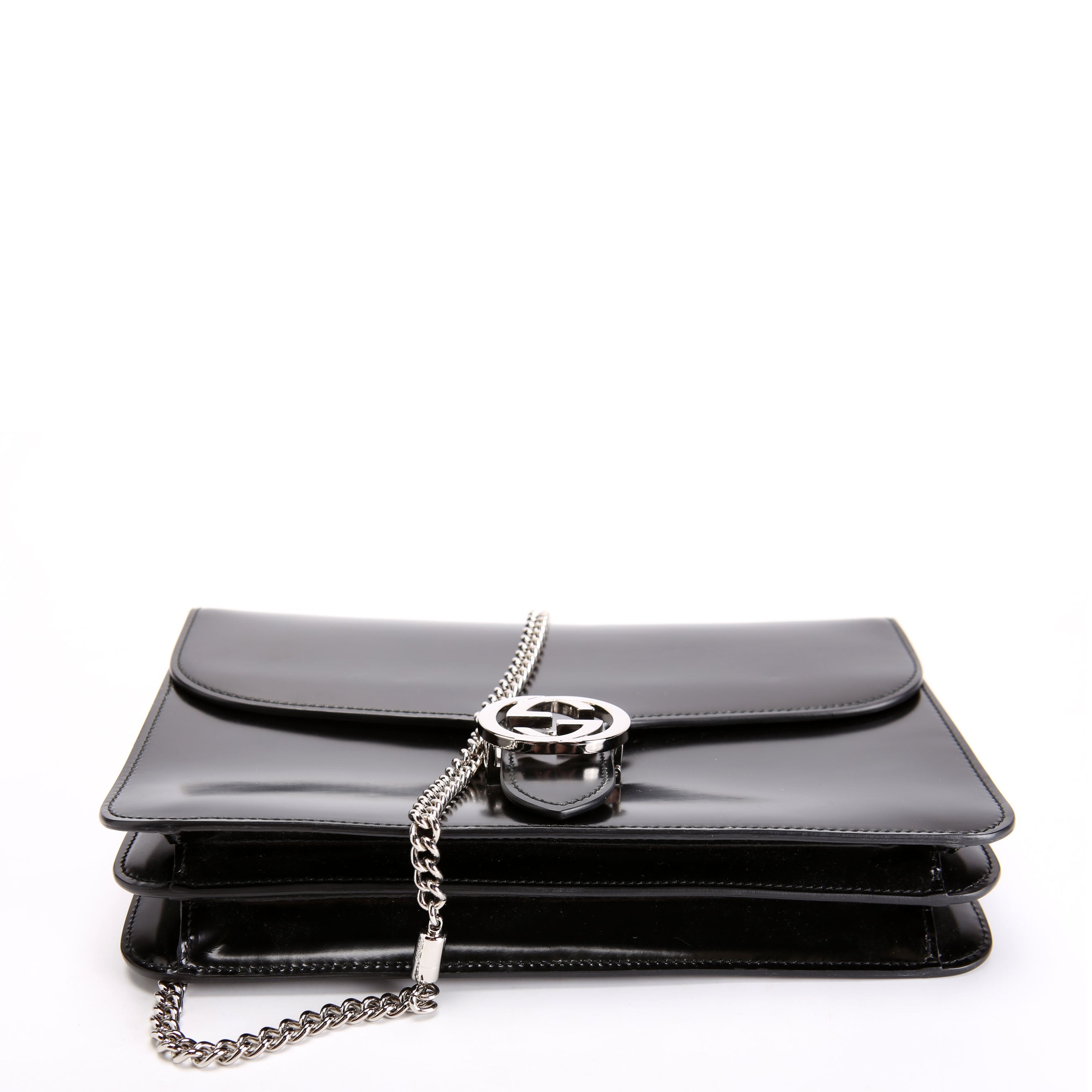 Gucci 387606 Interlock GG Medium Shoulder Patent