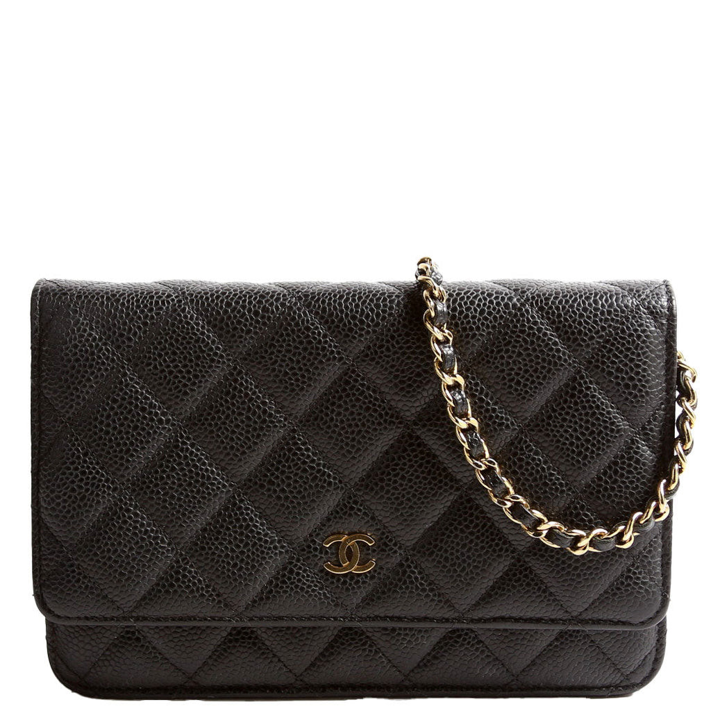 Wallet on Chain Classic Quilted Caviar Black