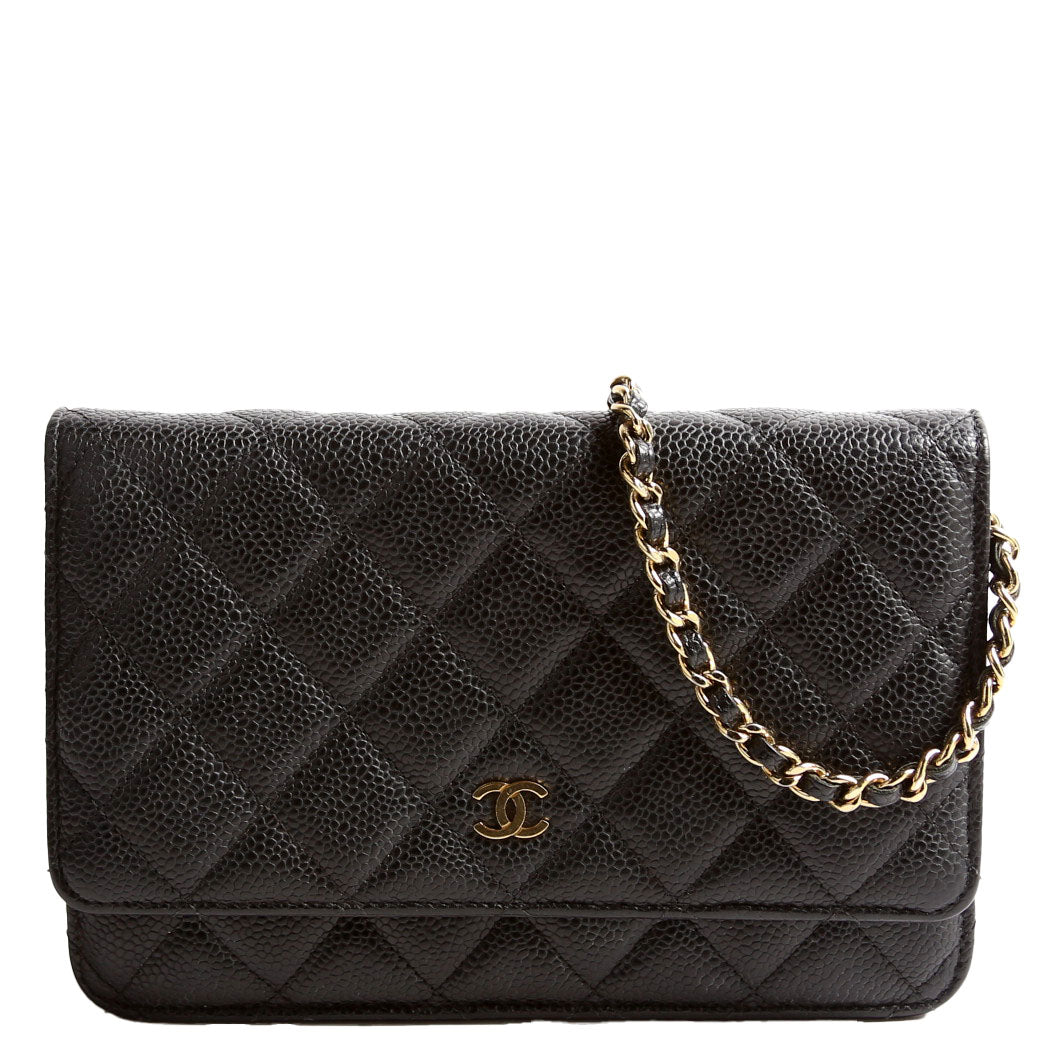 Wallet on Chain Classic Quilted Caviar Black